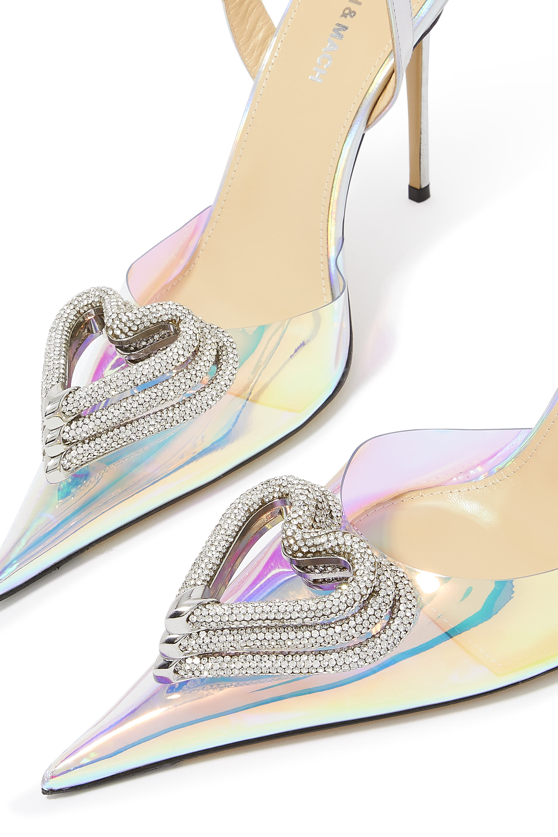 Triple Heart Iridecsent PVC Slingback Pumps