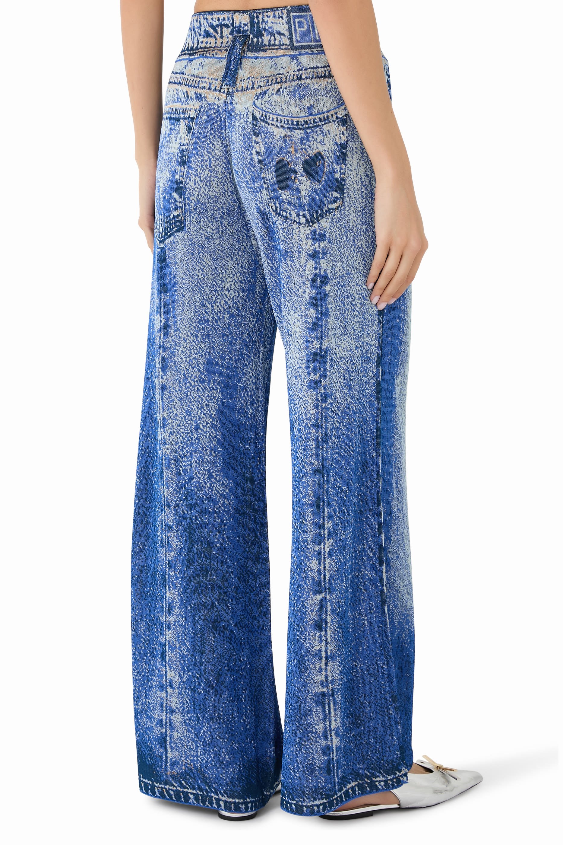 Aria Denim Print Wide Leg Pants