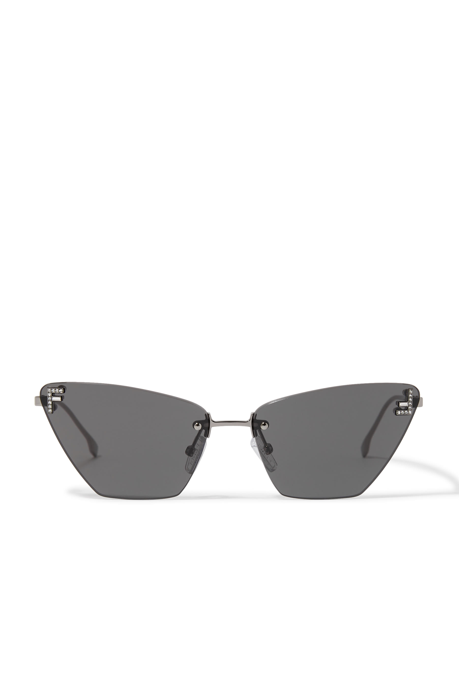 Fendi First Crystal Silver Cat Eye Sunglasses