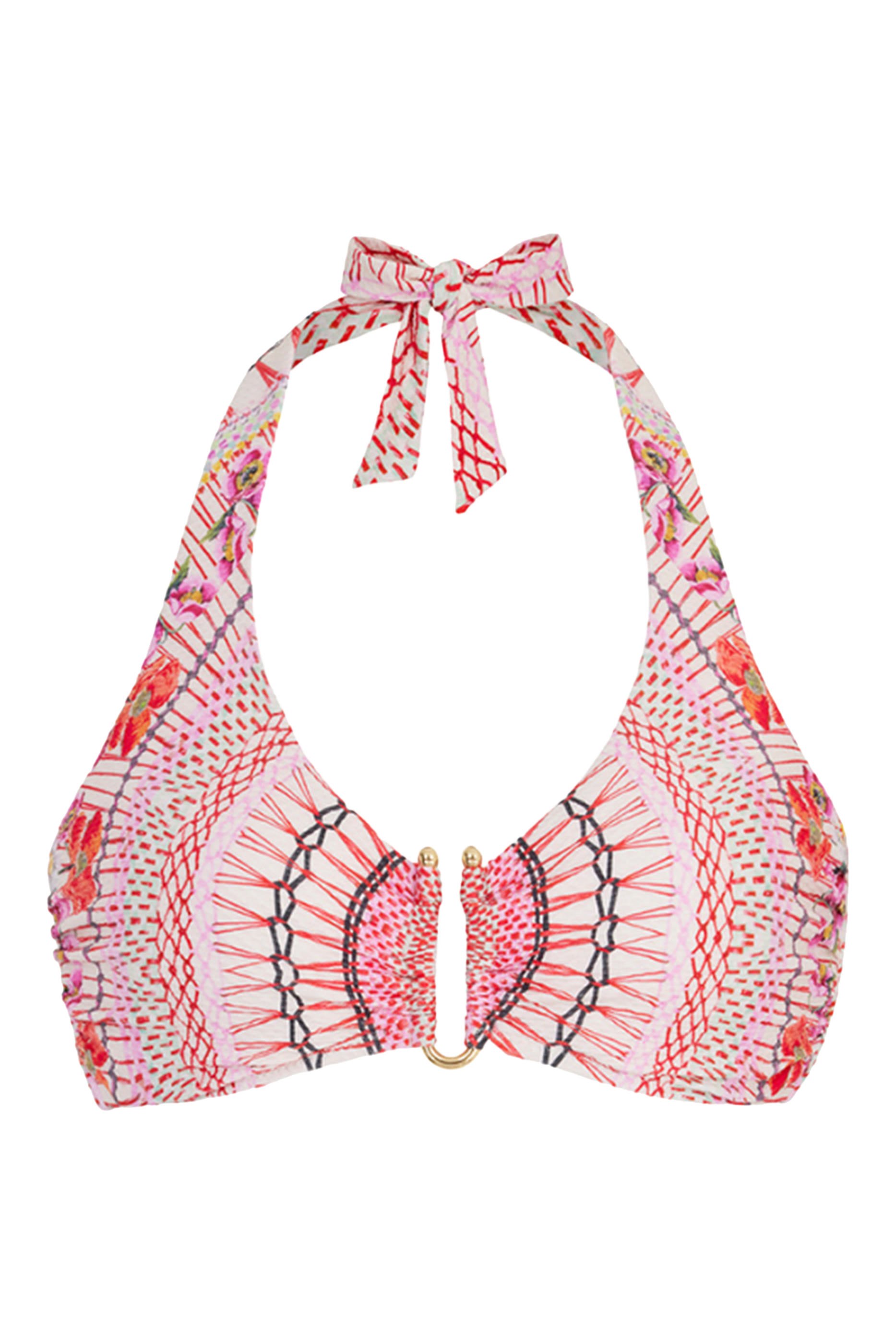 x Temperley London Pomegranate U-Bar Halterneck Top