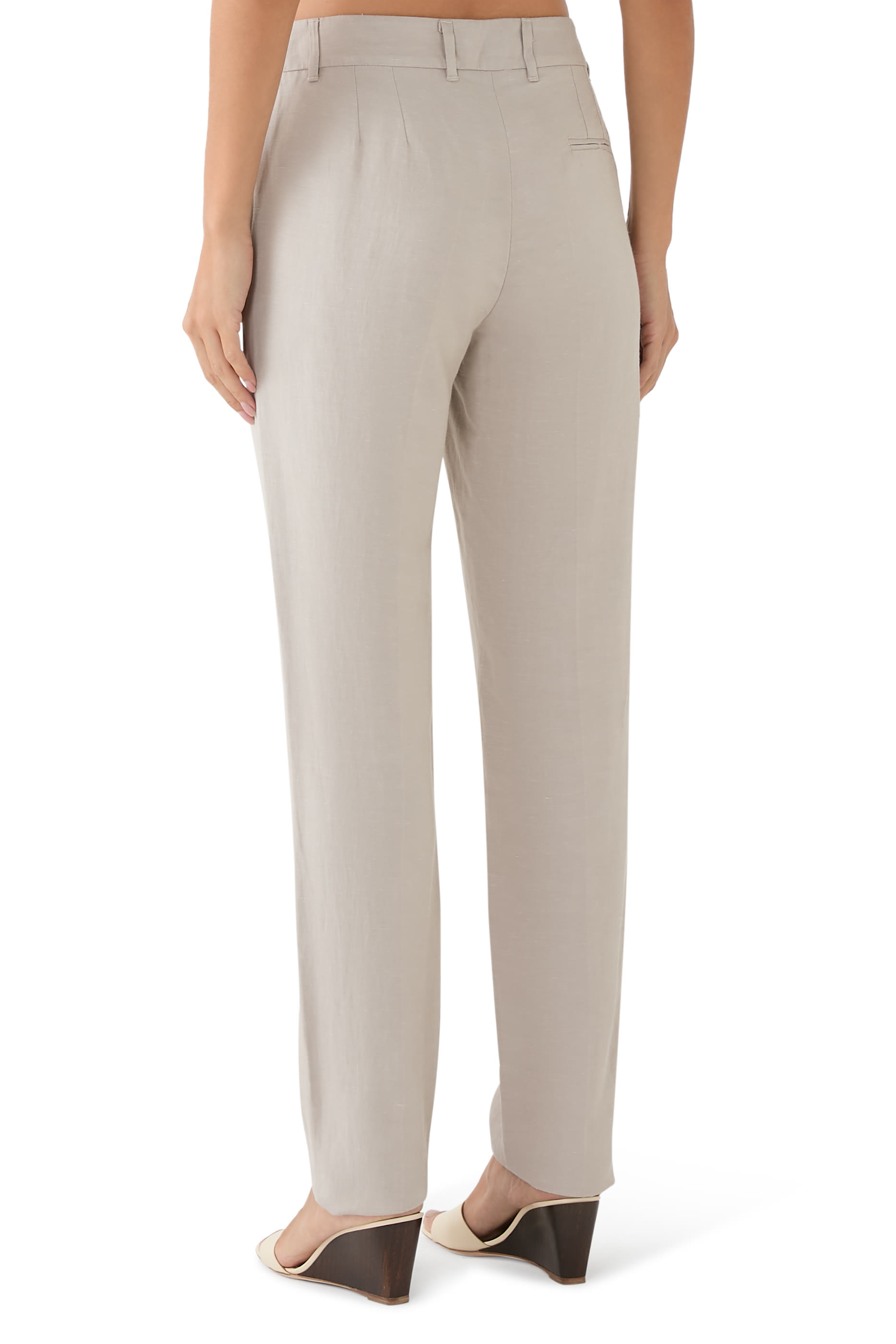 Linen-Blend Trousers with Pleats