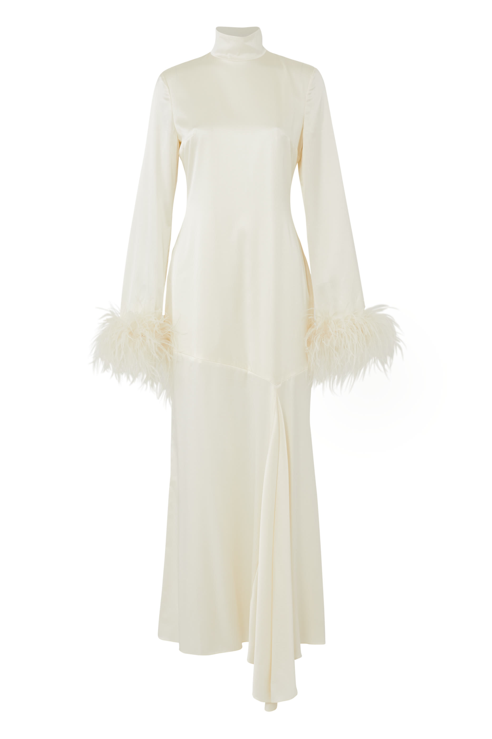Cosmopolitan Long Sleeves Feather Cuff Maxi Dress