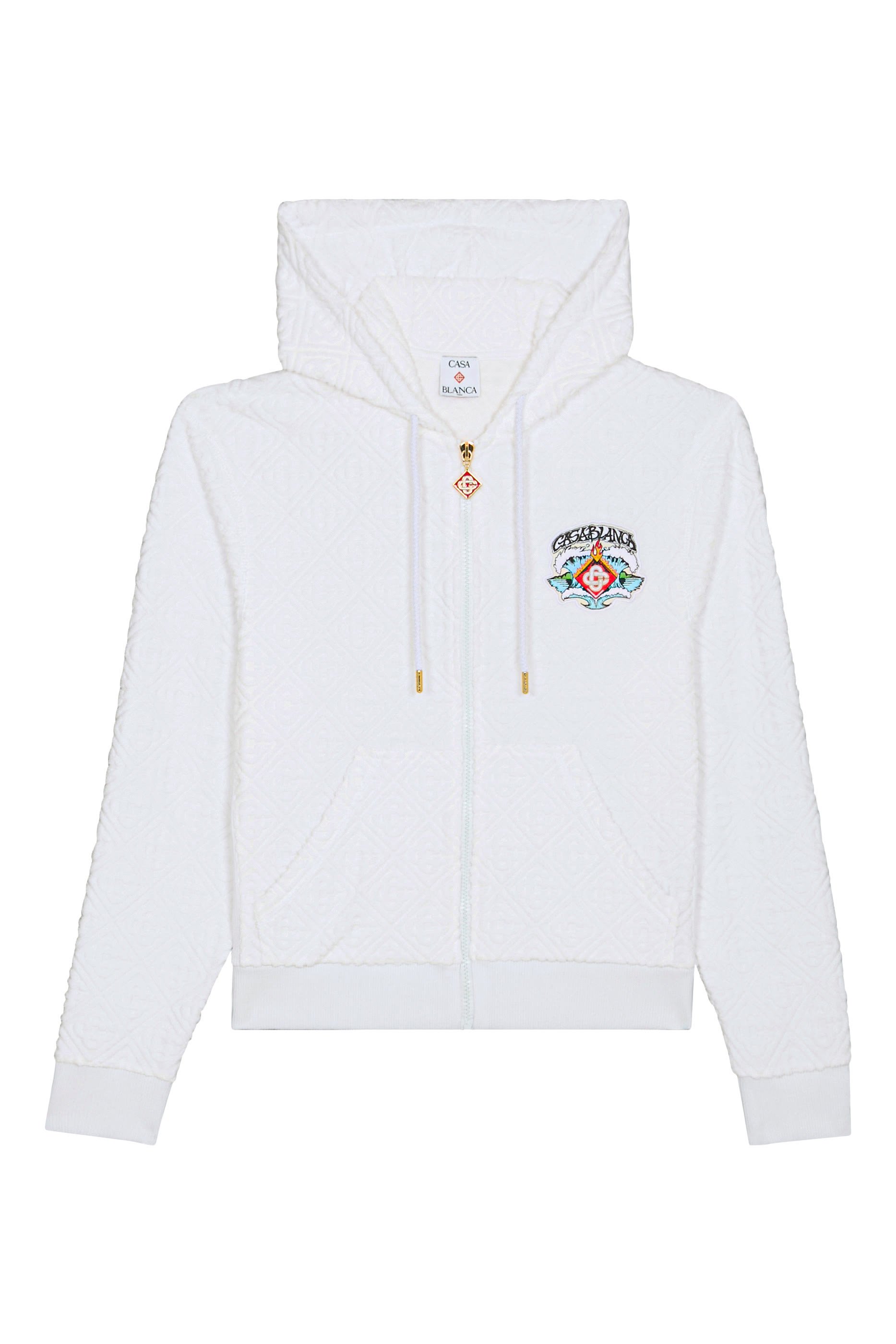 Towelling Waves Monogram Zip Through Hoodie 