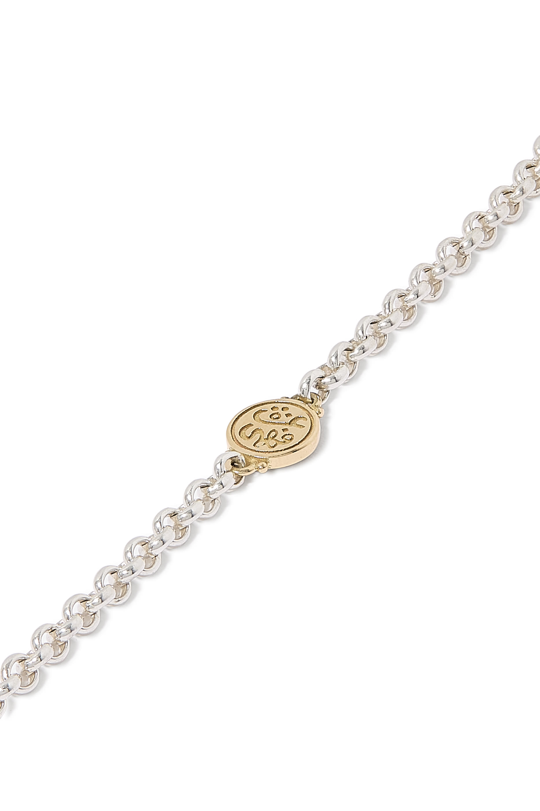 T-Lock Calligraphy Necklace, 18k Yellow Gold & Sterling Silver with Garnet & Diamonds