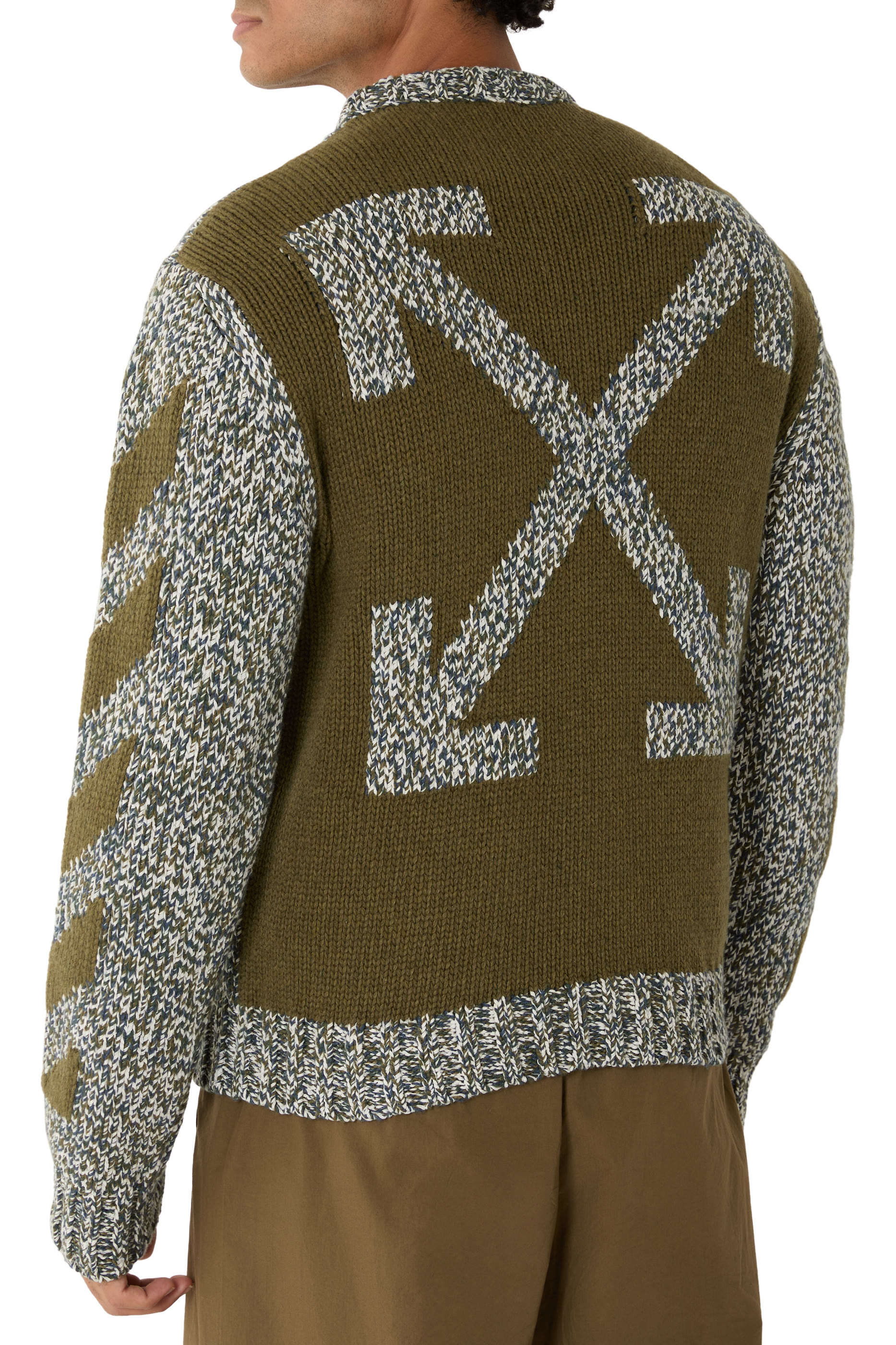 Diagonal Arrow Mouliné Knit Crewneck Sweater