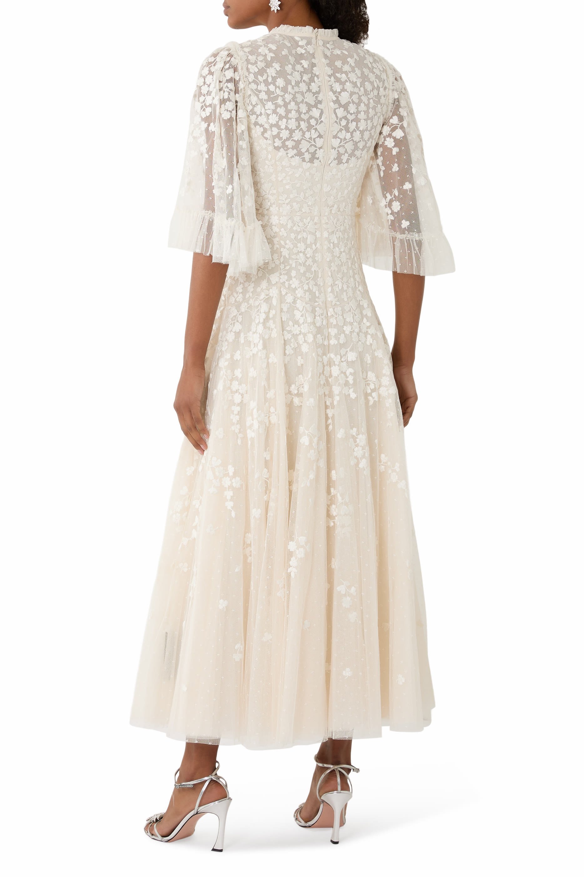 Scatter Blossom Round-Neck Ankle Gown