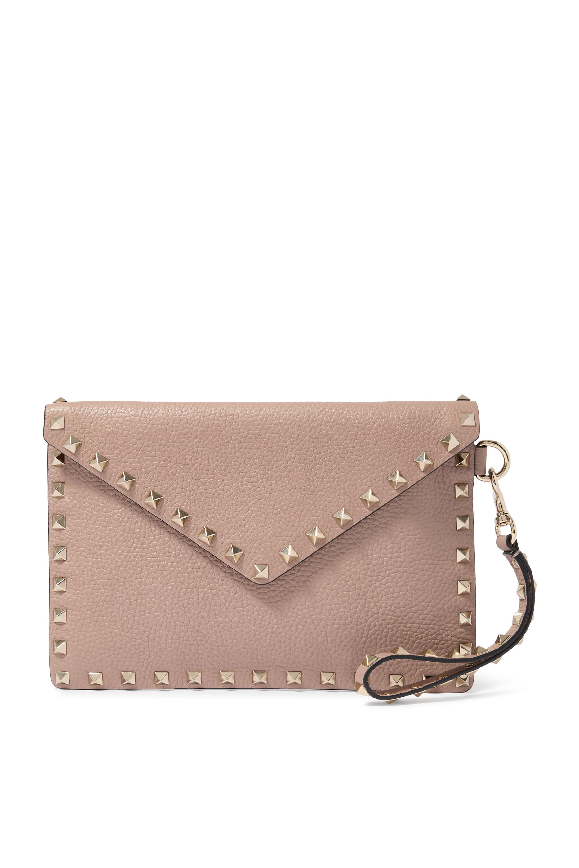 Rockstud Grainy Calfskin Pouch