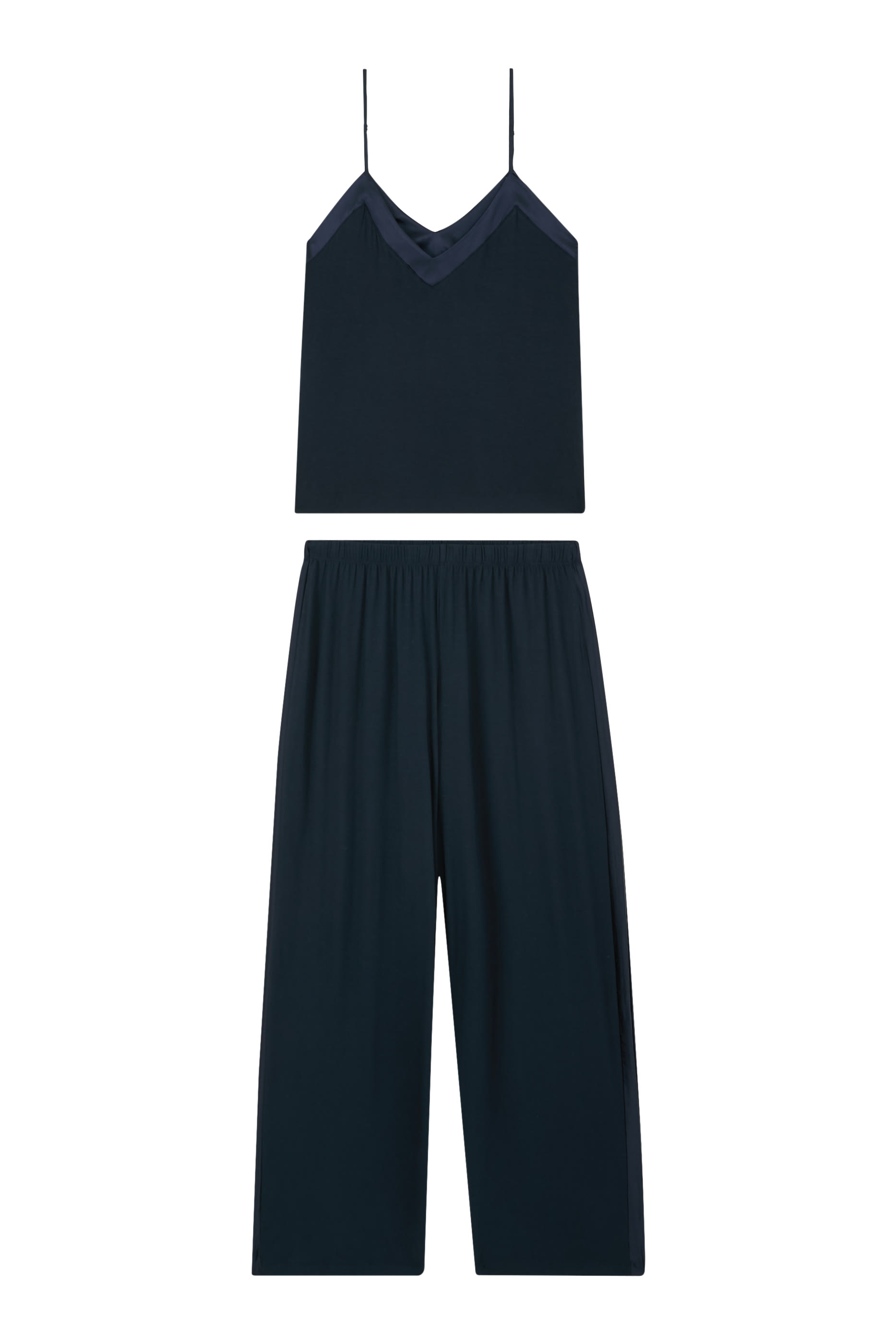 Jersey Satin Trim Pajama Set