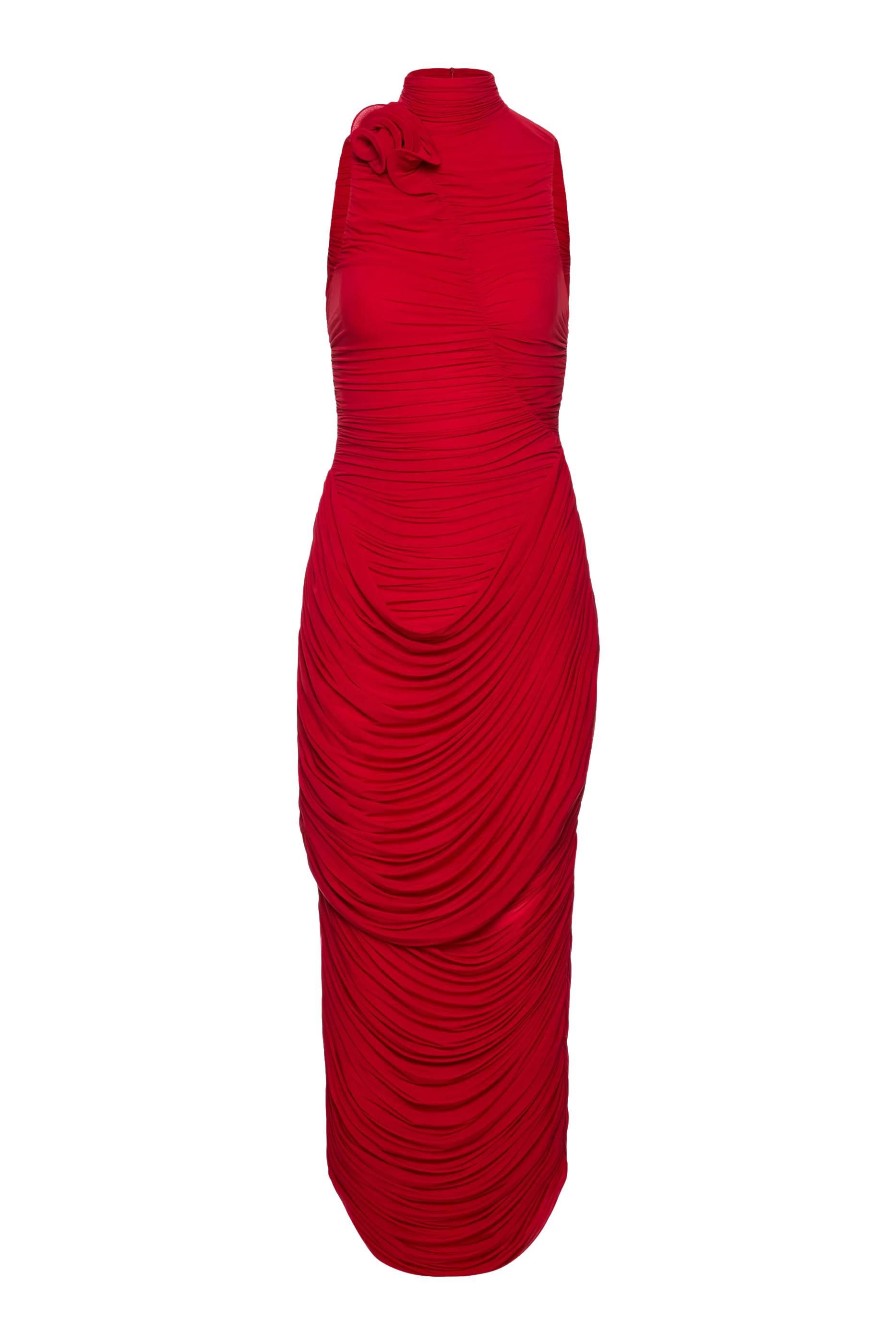 High-Neck Draped Maxi Dress