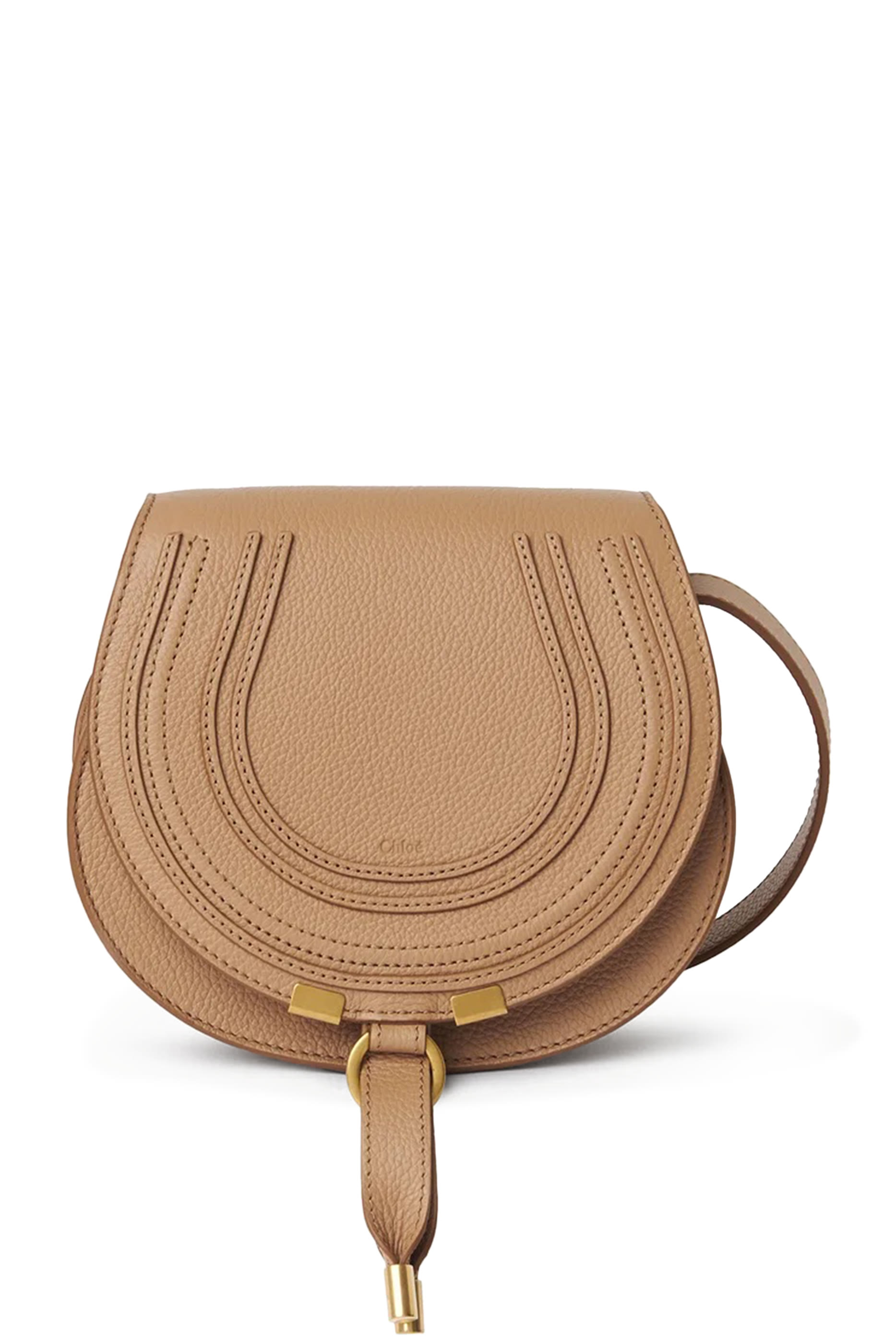 Grained Leather Small Marcie Saddle Bag