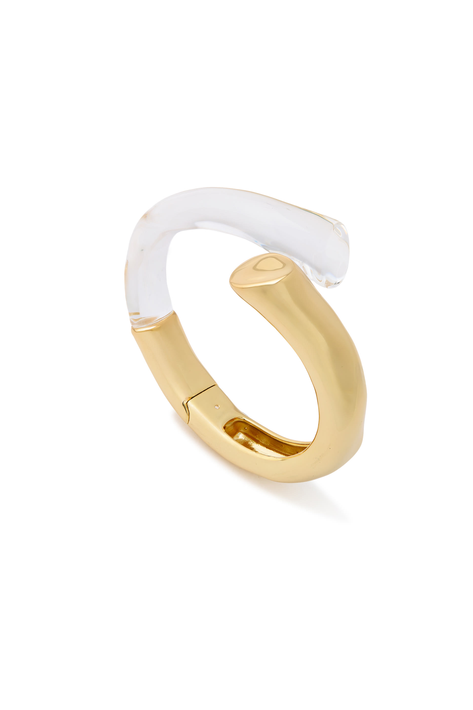  Liquid Lucite Bypass Hinge Bracelet, 14k Gold Plated Brass & Lucite