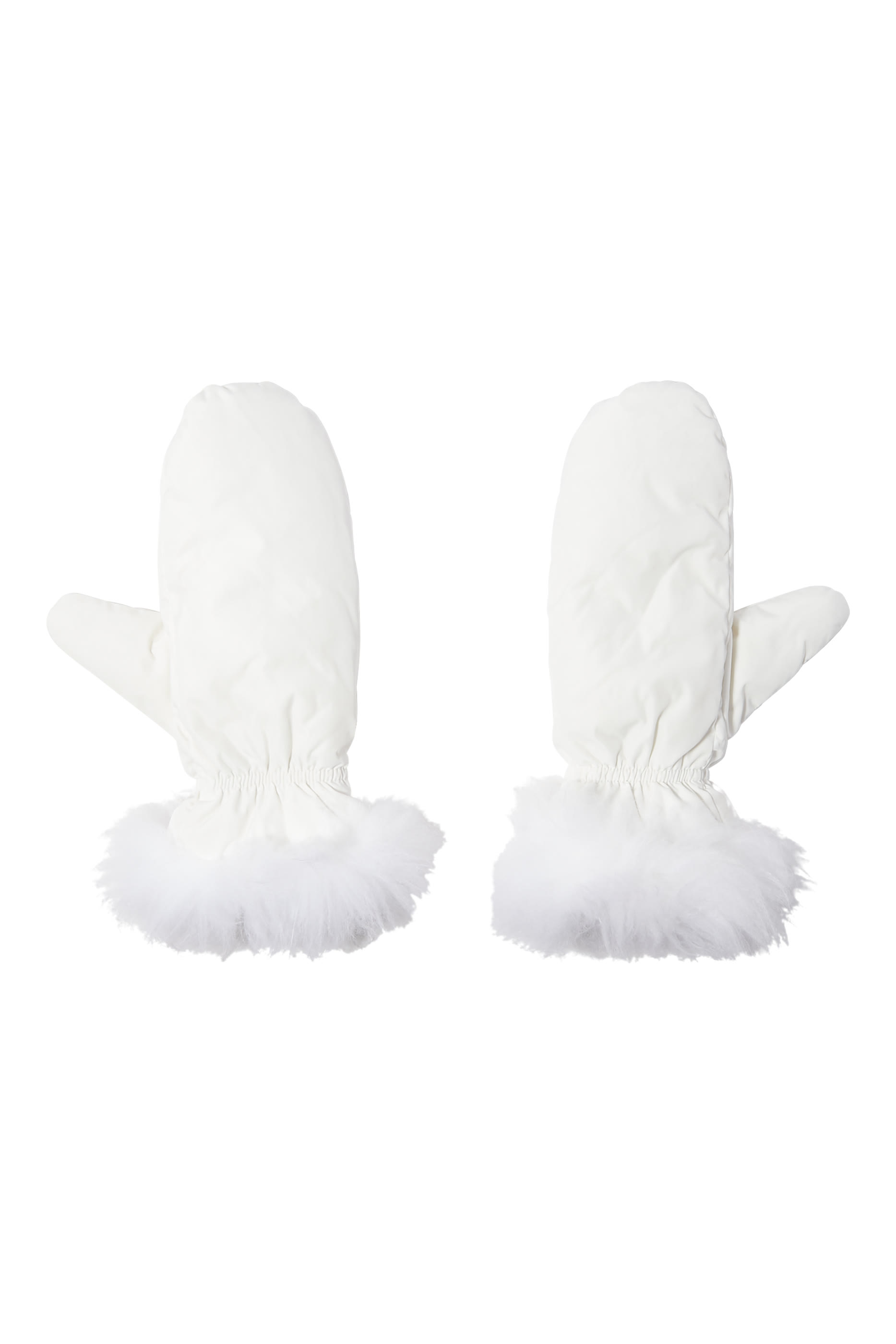 Flannel Mittens with Fox Fur Trim