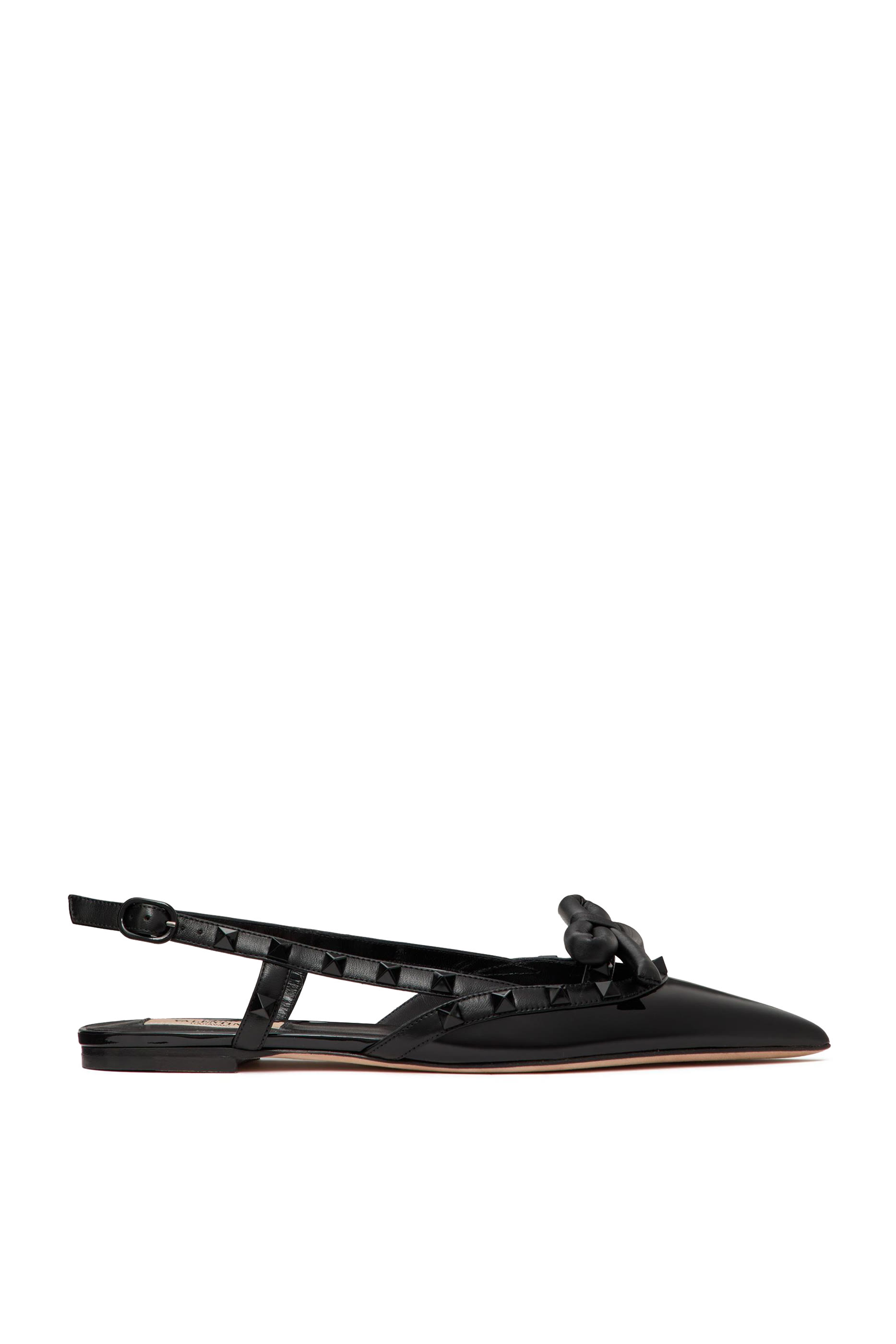 Rockstud Bow Slingback Ballerinas in Patent Leather with Tone-On-Tone Studs