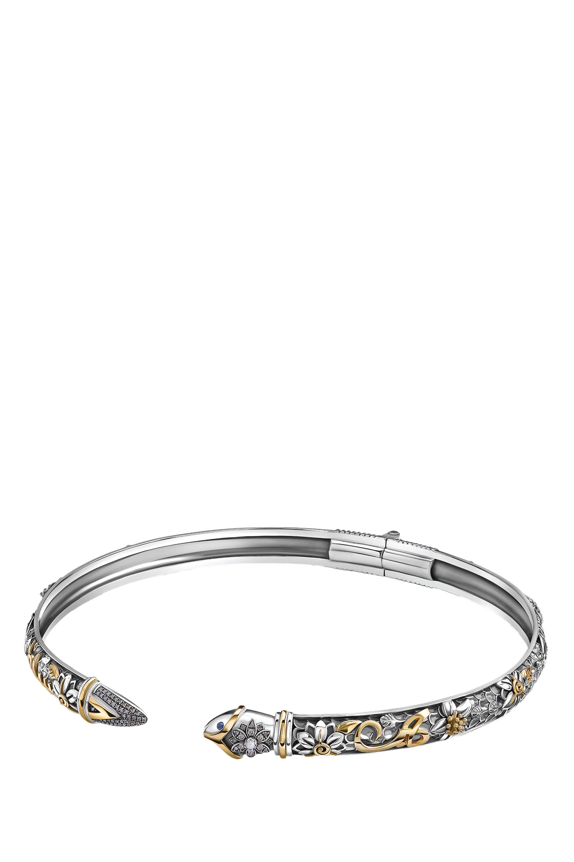 Snake Choker, 18K Yellow Gold, Sterling Silver, Sapphire, Pearl & Diamond