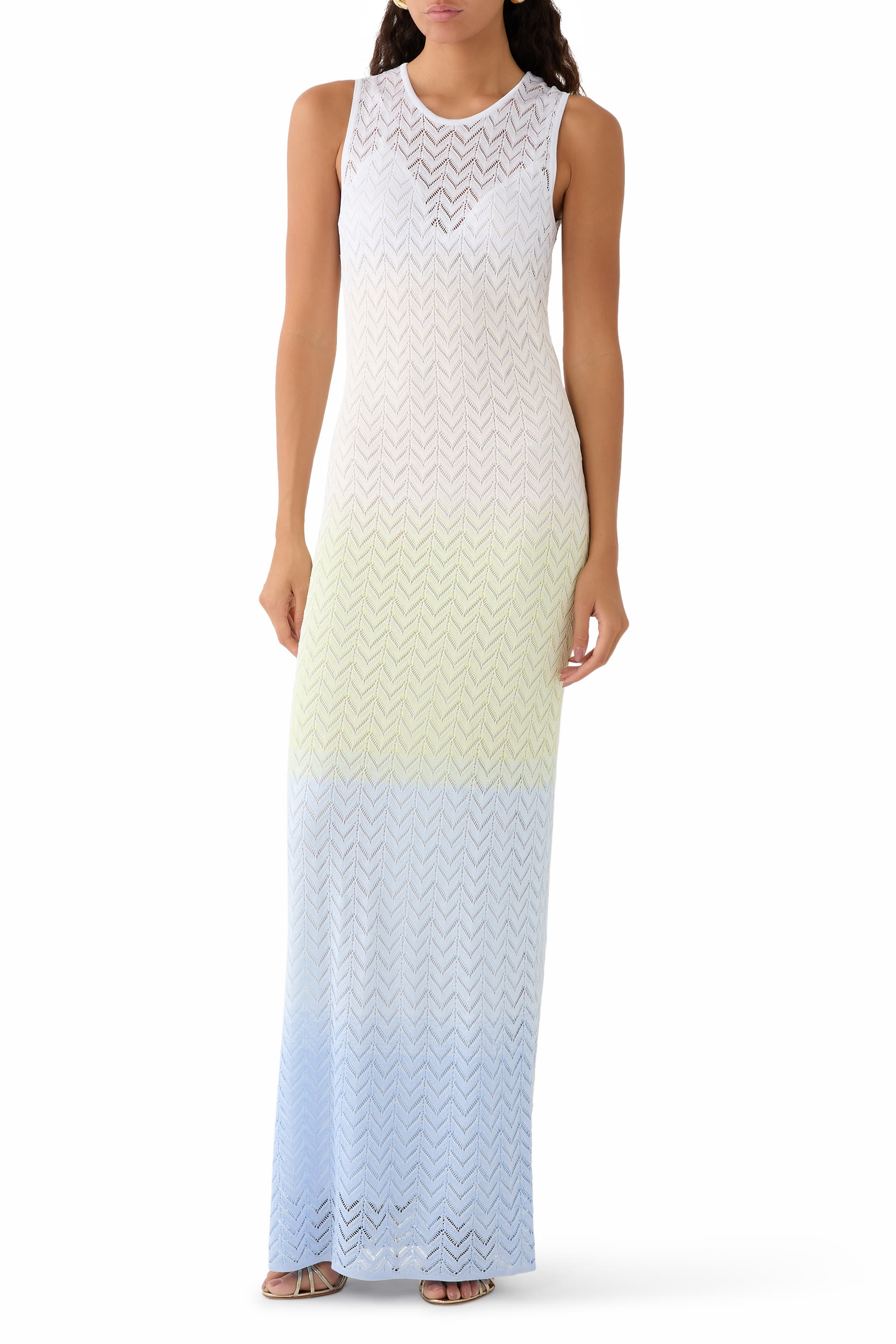 Chevron Lace Degrade Maxi Dress