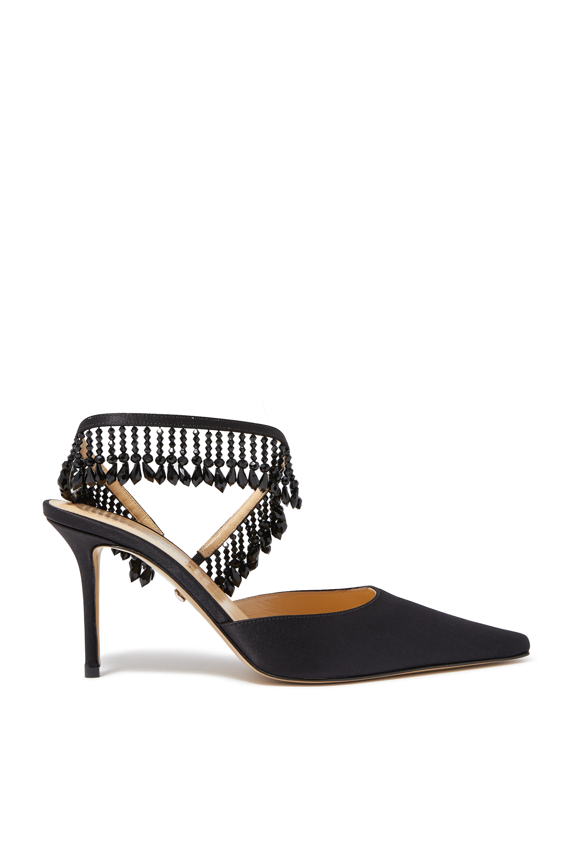 Crystal Fringe 85 Satin Pumps
