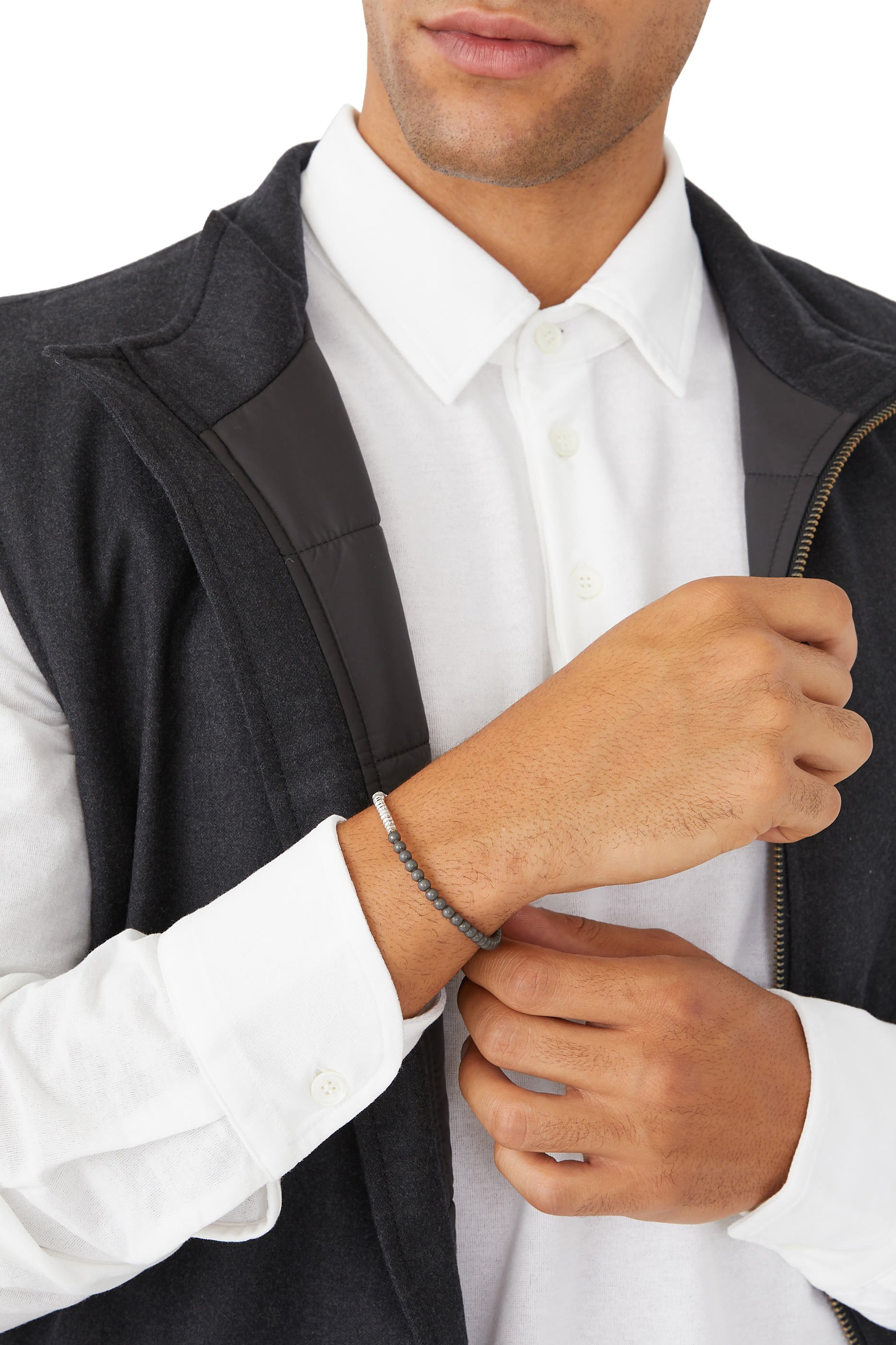 Titanium Rhodium Bead Bracelet