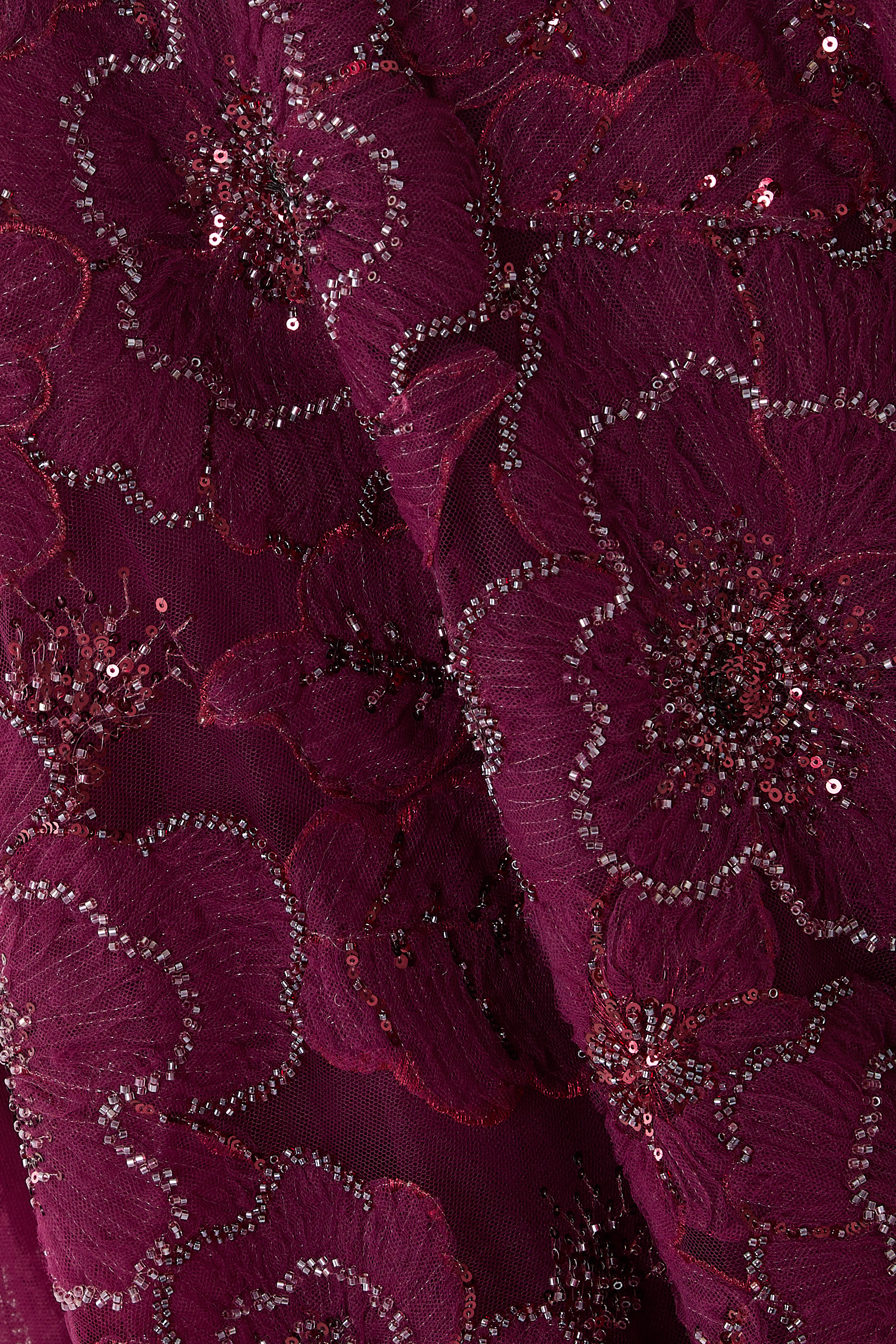 Strapless Ball Gown with Beaded Floral Appliqués 