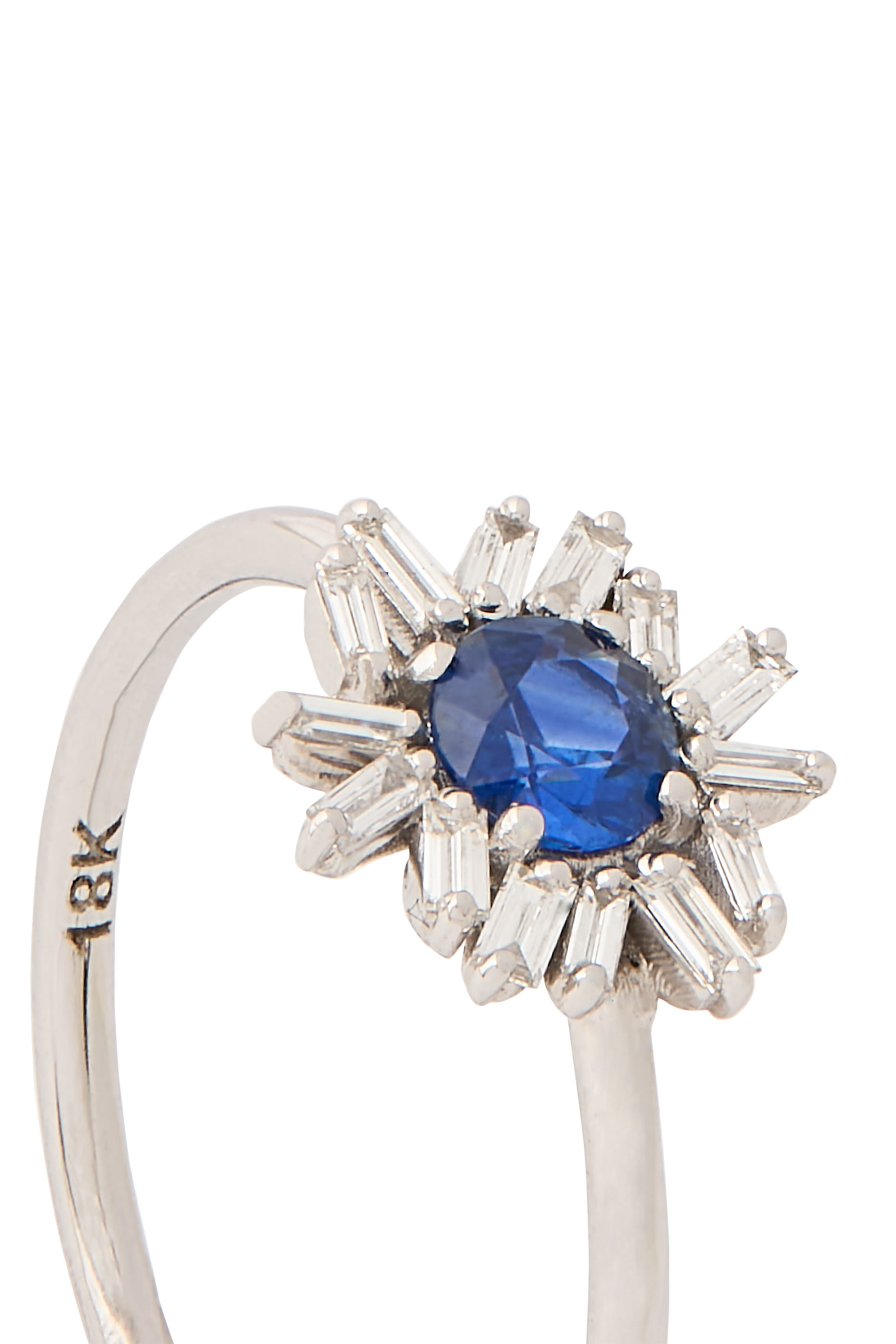 Cocktail Ring, 18K White Gold, Diamonds & Sapphire