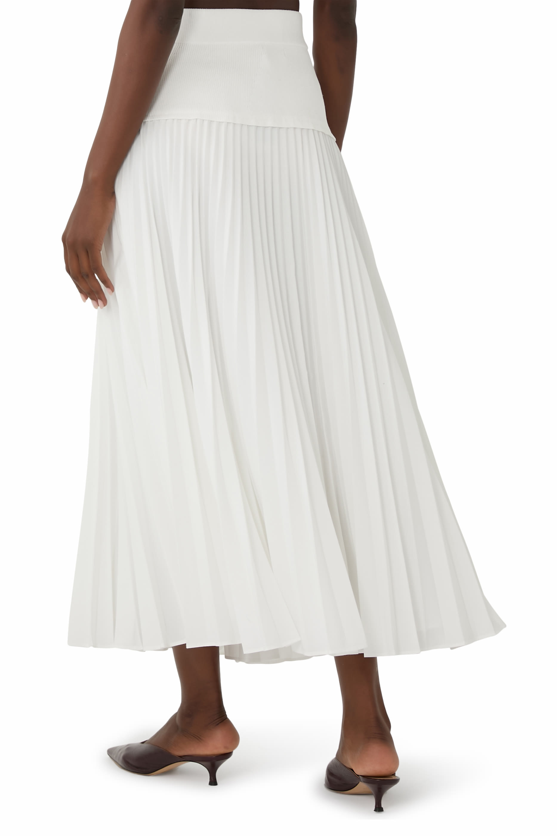 Stella Pleated Skirt with Knit Yoke