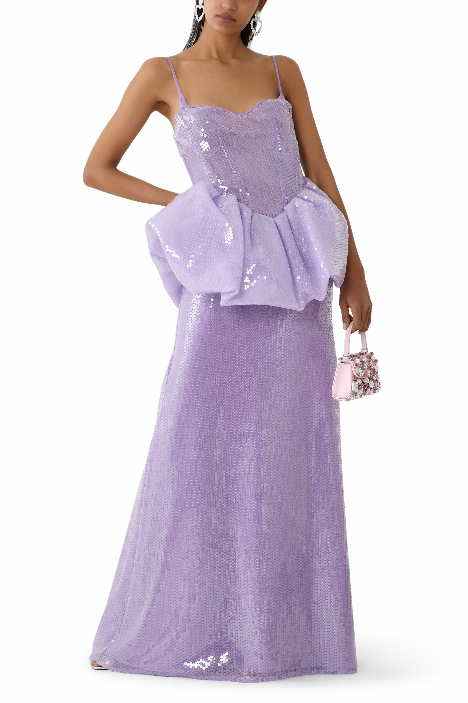 Peplum Detail Sequin Gown 