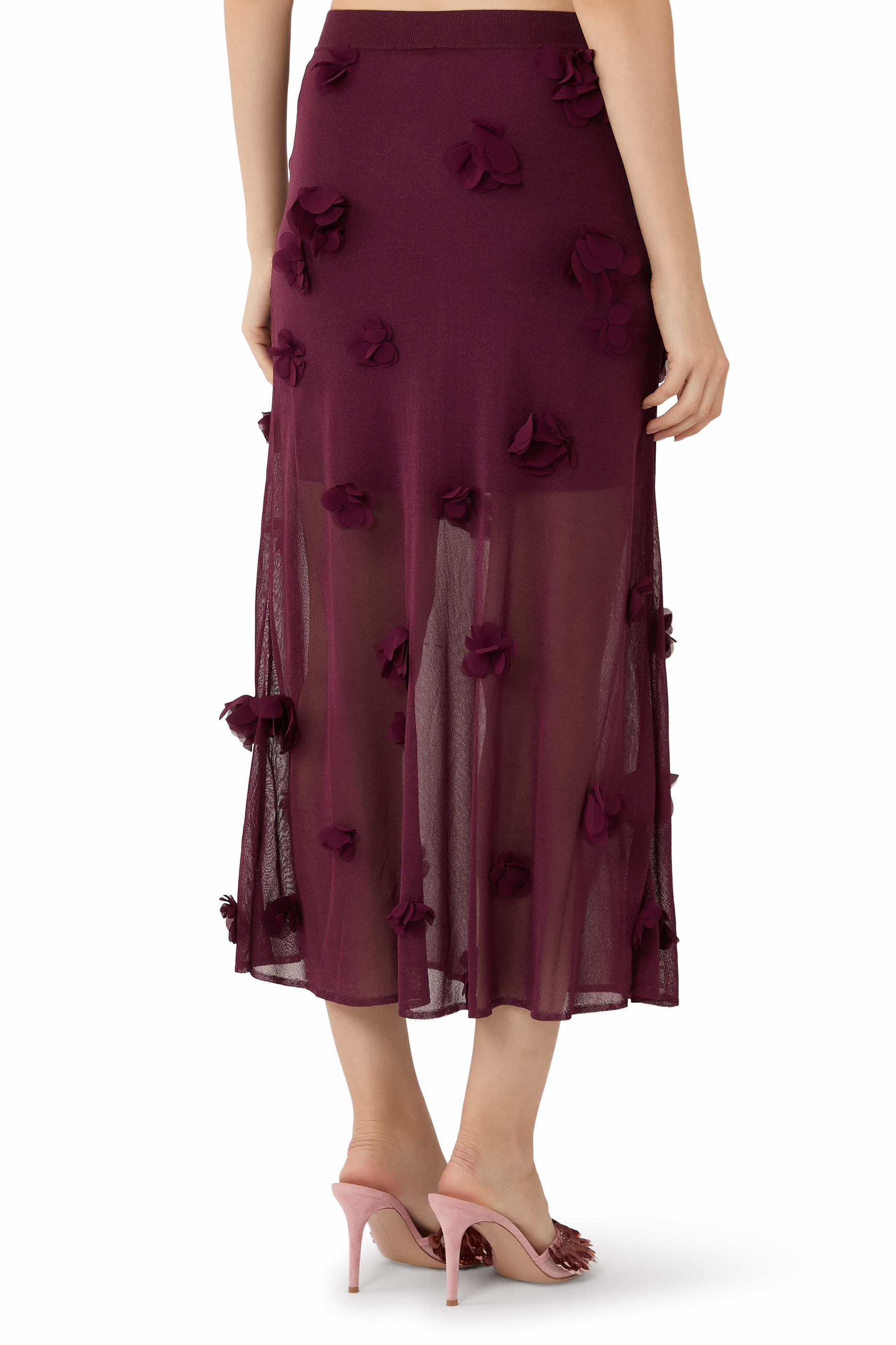 Cora Floral Appliqu&eacute; Midi Skirt