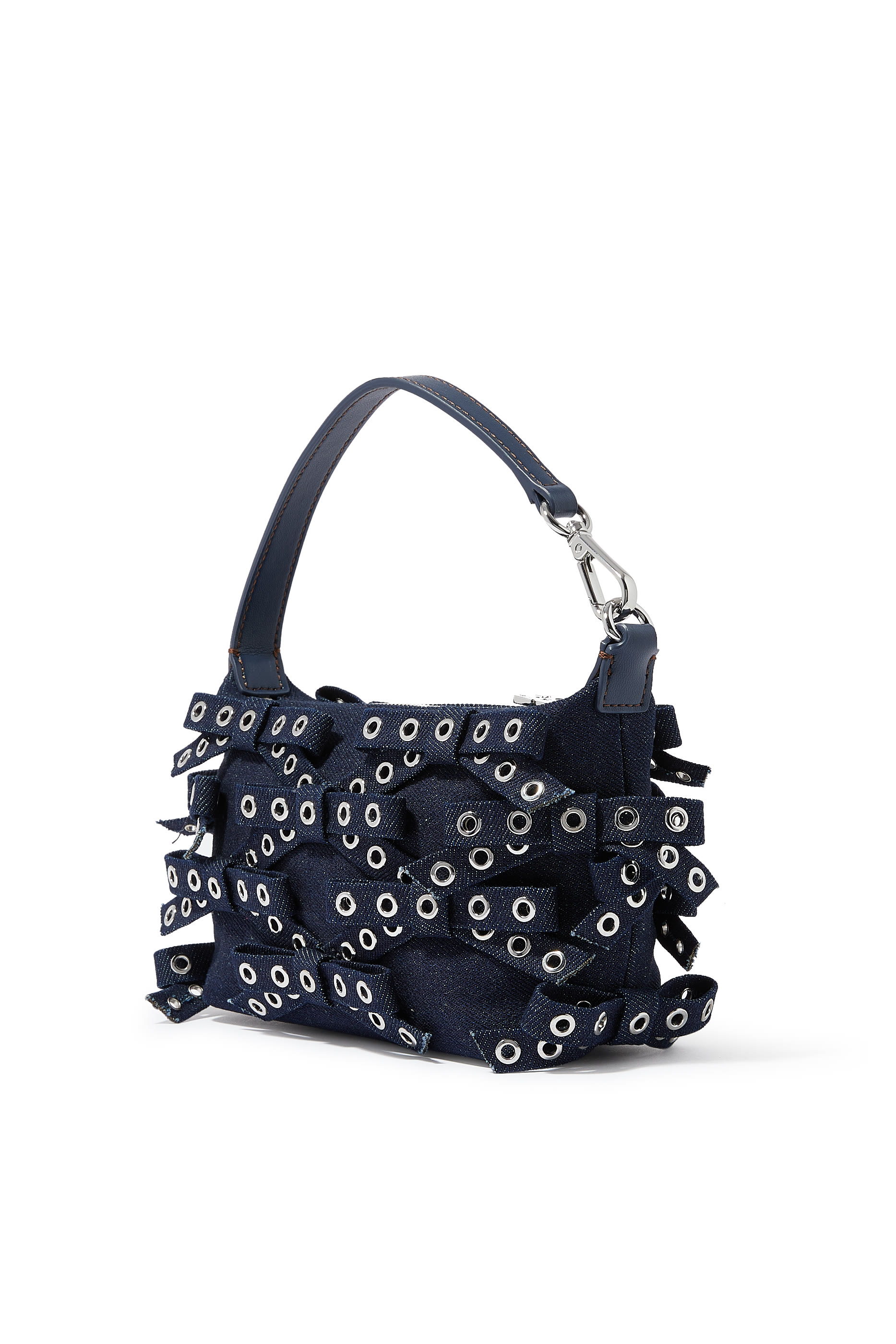 Denim Small Bow Eyelet Butterfly Pouch Bag