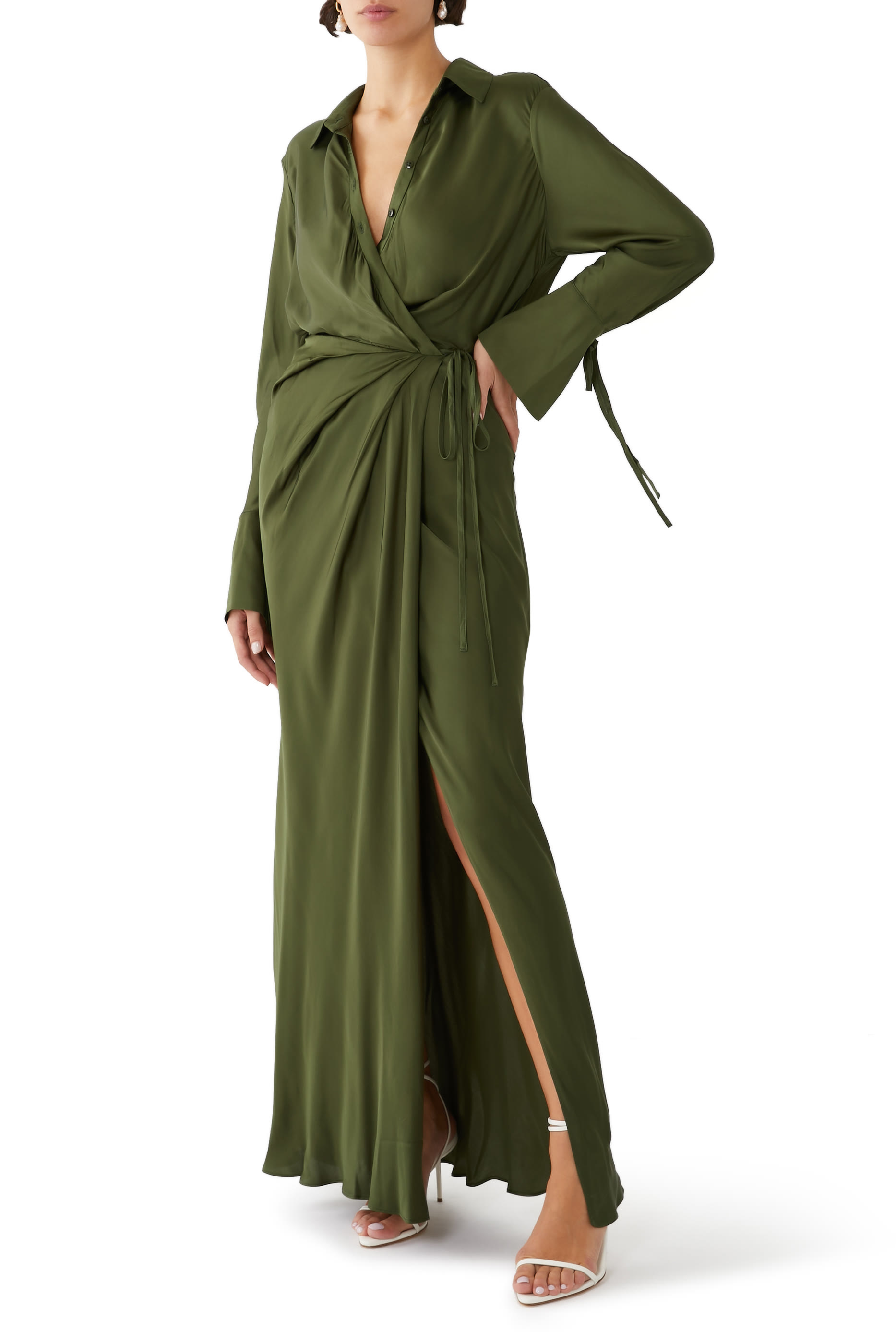Shae Draped Shirt Maxi Dress