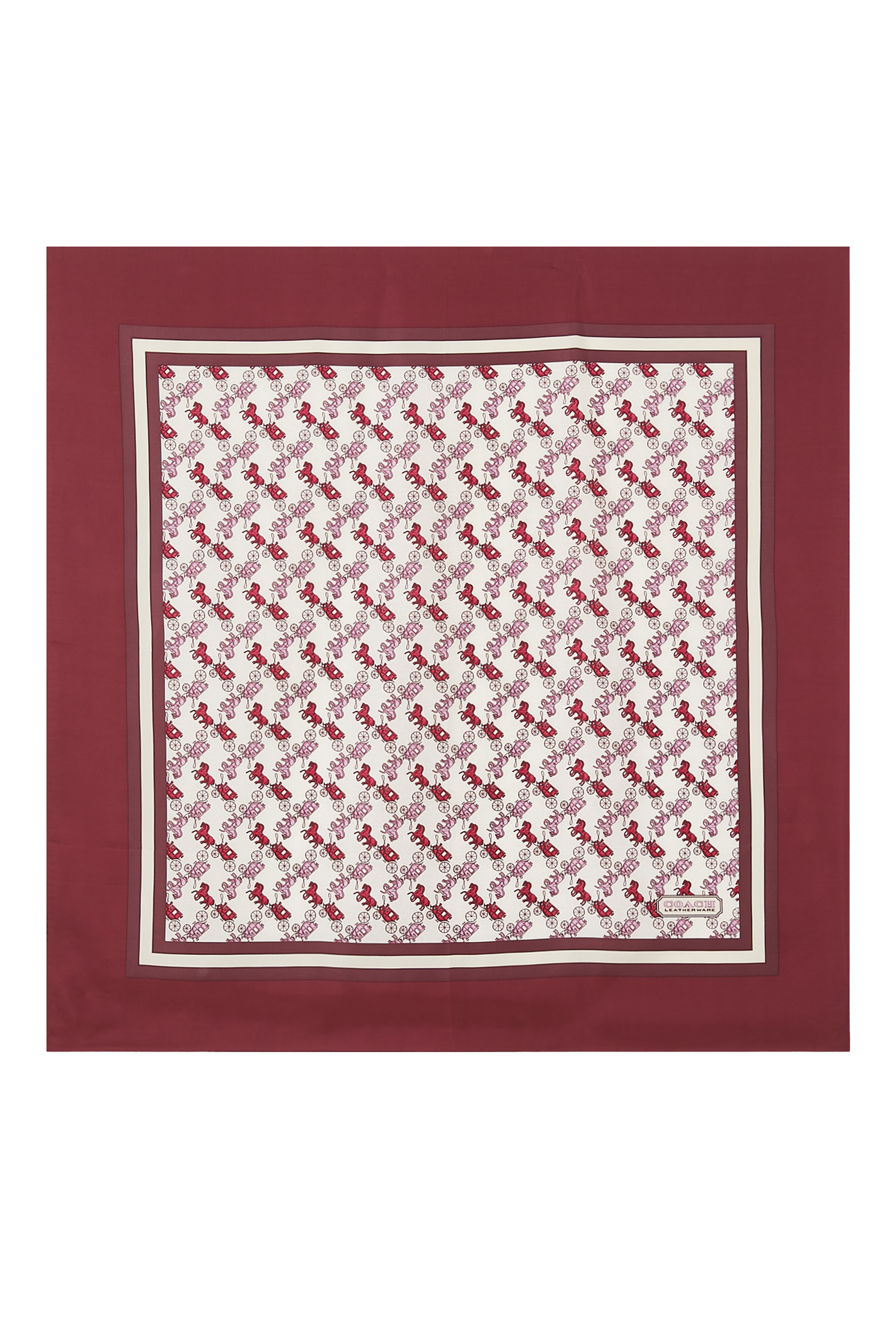 Horse & Carriage Print Silk Square Scarf