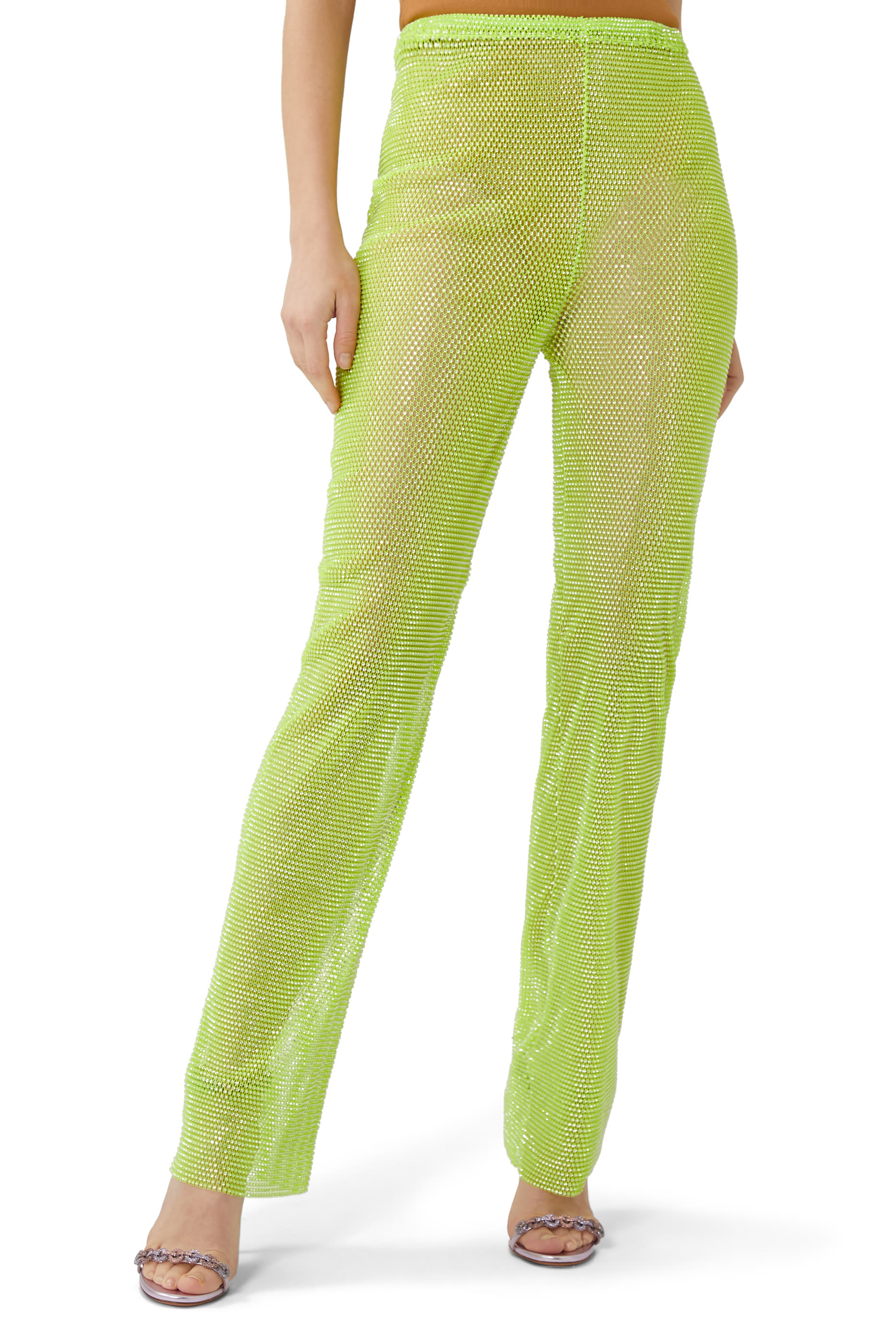 Rhinestone Mesh Pants