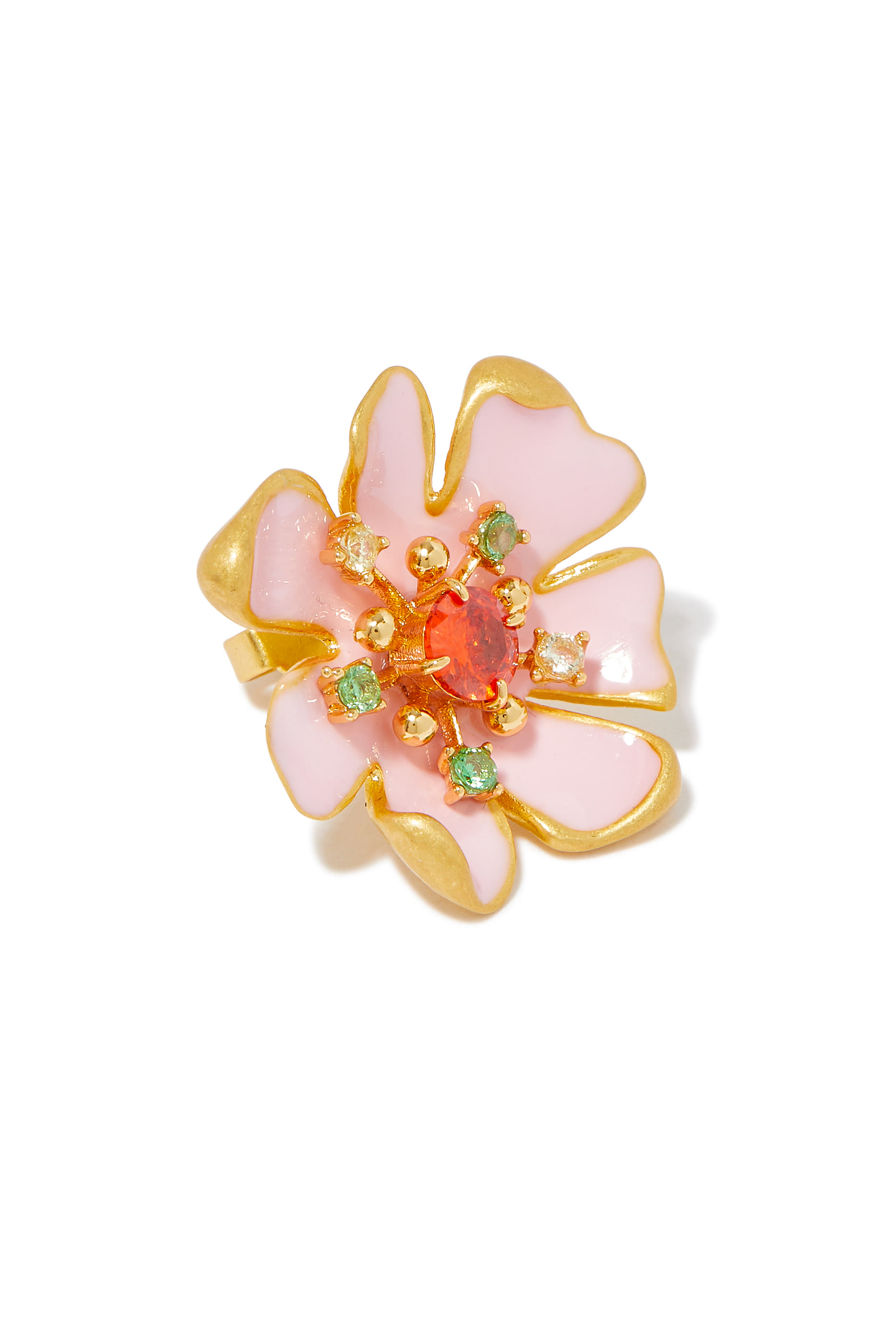 Bloom in Color Statement Studs, Plated Brass & Cubic Zirconia and Enamel