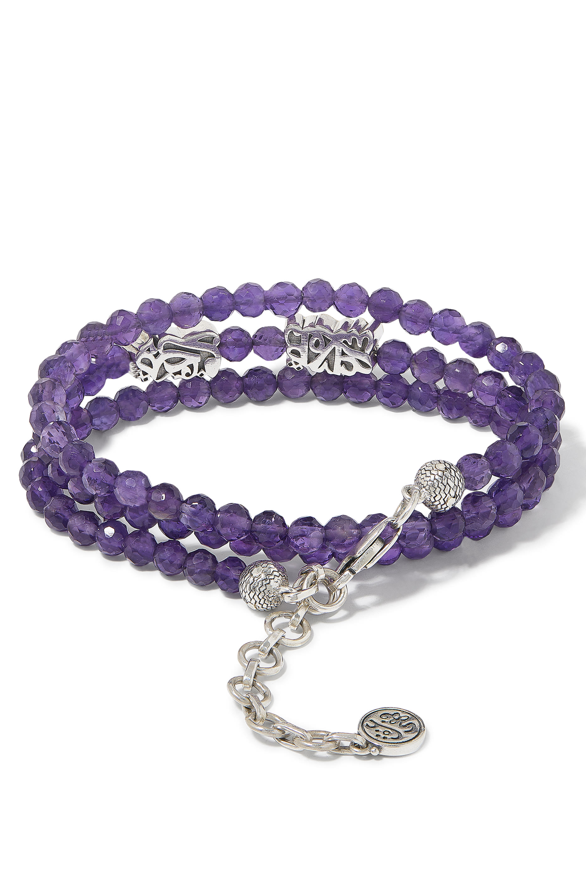 Nur Happiness Wrap-Around Bracelet, 18K Gold with Sterling Silver & Amethyst
