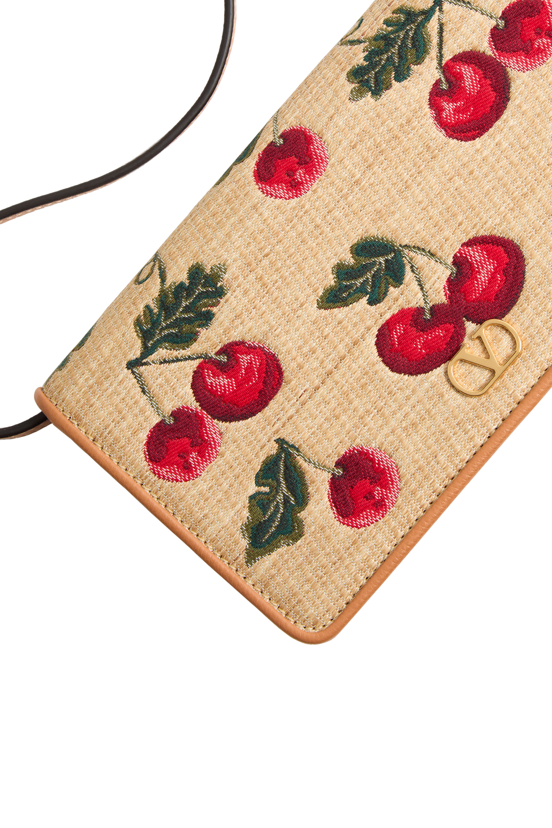 VLogo Signature Mini Shoulder Bag in Jacquard Raffia