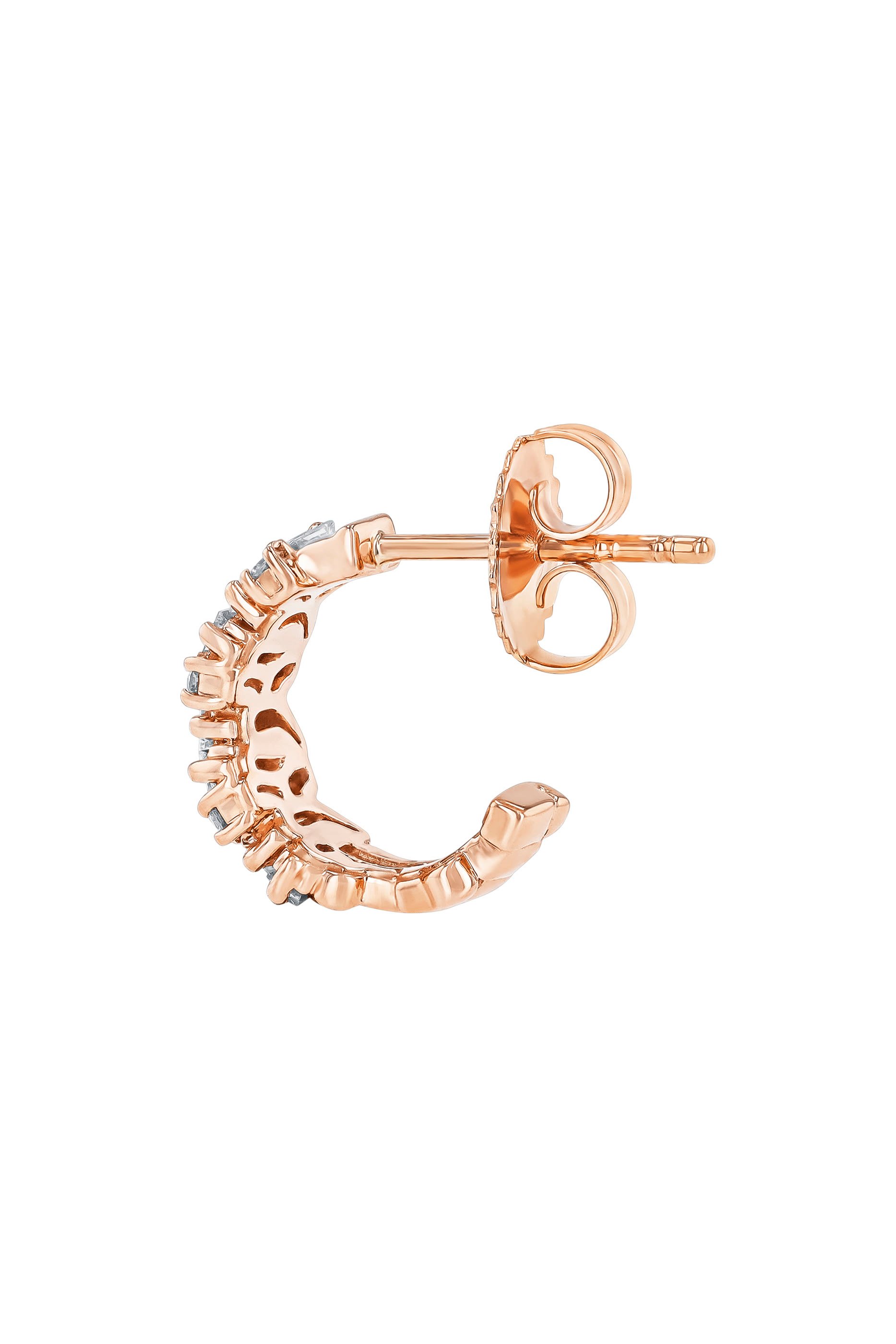 Fireworks Diamond Baguette Hoop Earrings, 18K Rose Gold & Diamonds