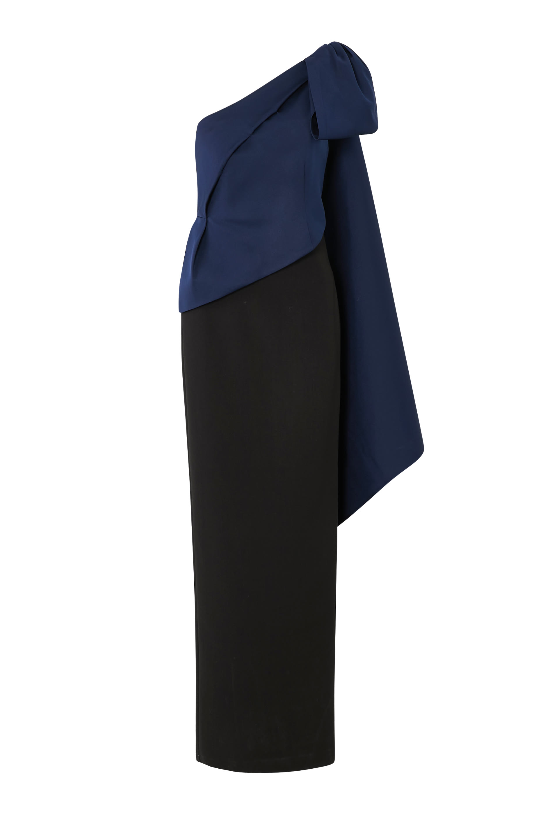 Asymmetric Taffeta Bow Drape Gown