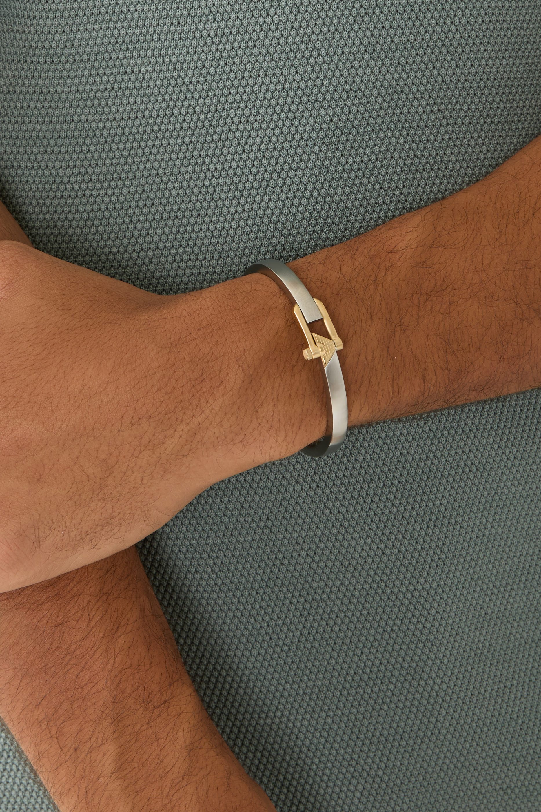 Two-Tone Stainless Steel Cuff Bracelet 