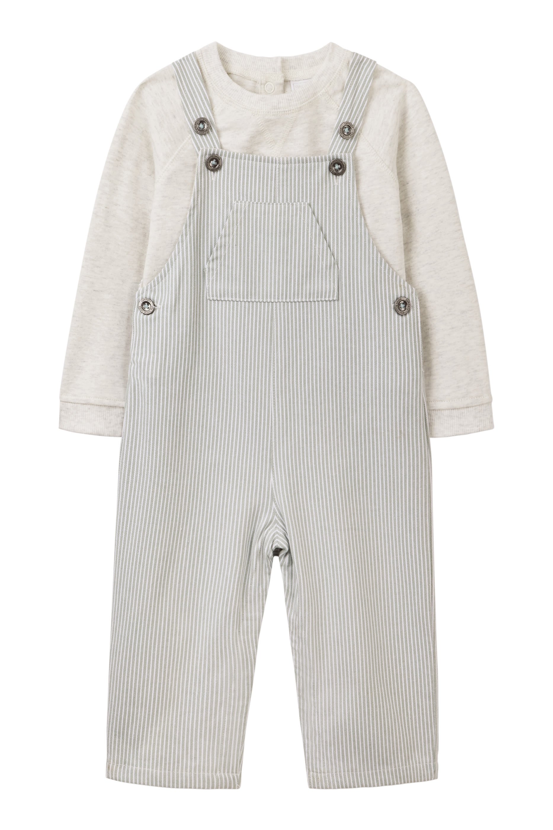 Kids Striped Twill Dungarees & Sweatshirt Set