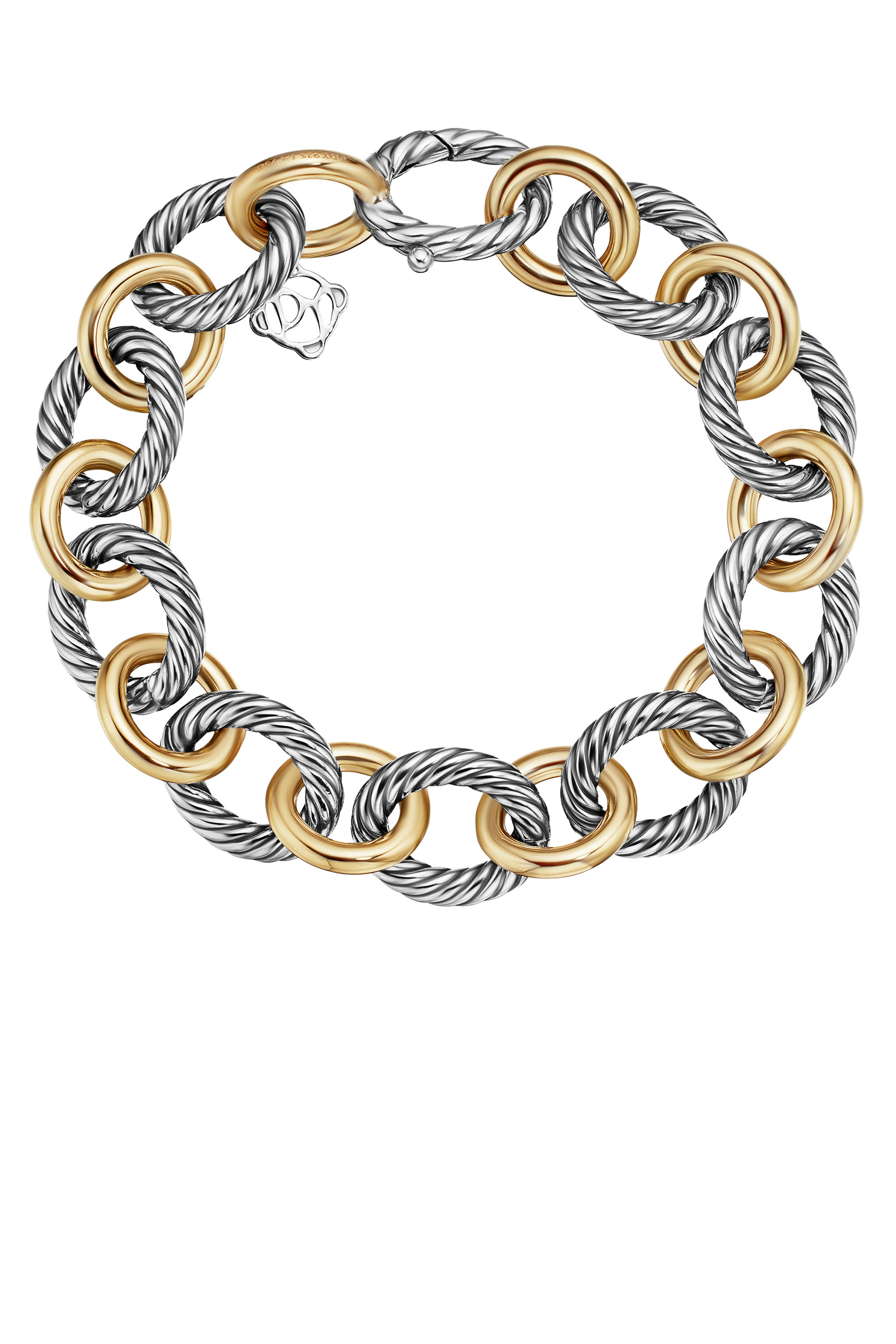 Oval Link Chain Bracelet, 18k Yellow Gold & Sterling Silver