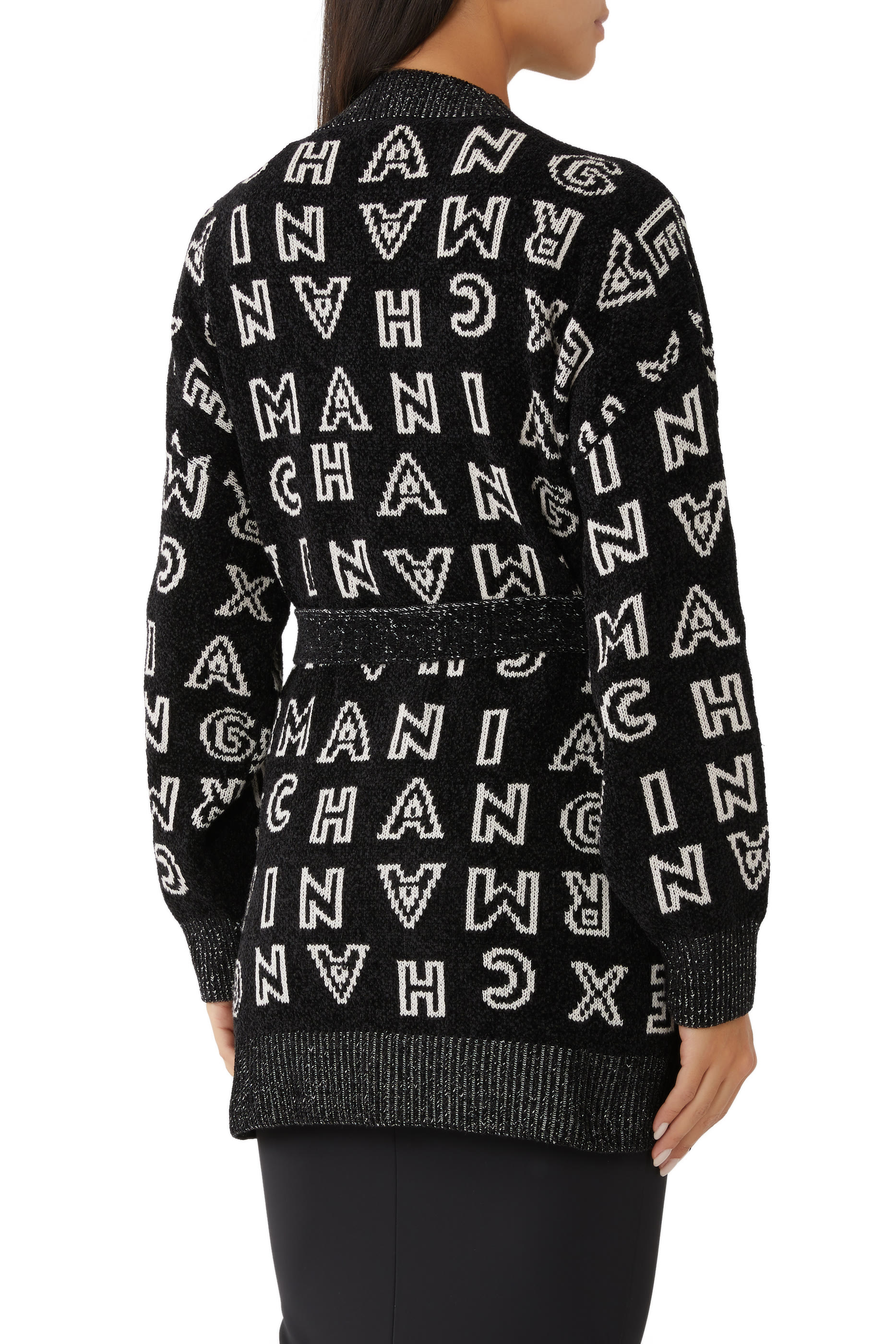 Maxi-Cardigan with Jacquard Knit Belt and ASV Logo