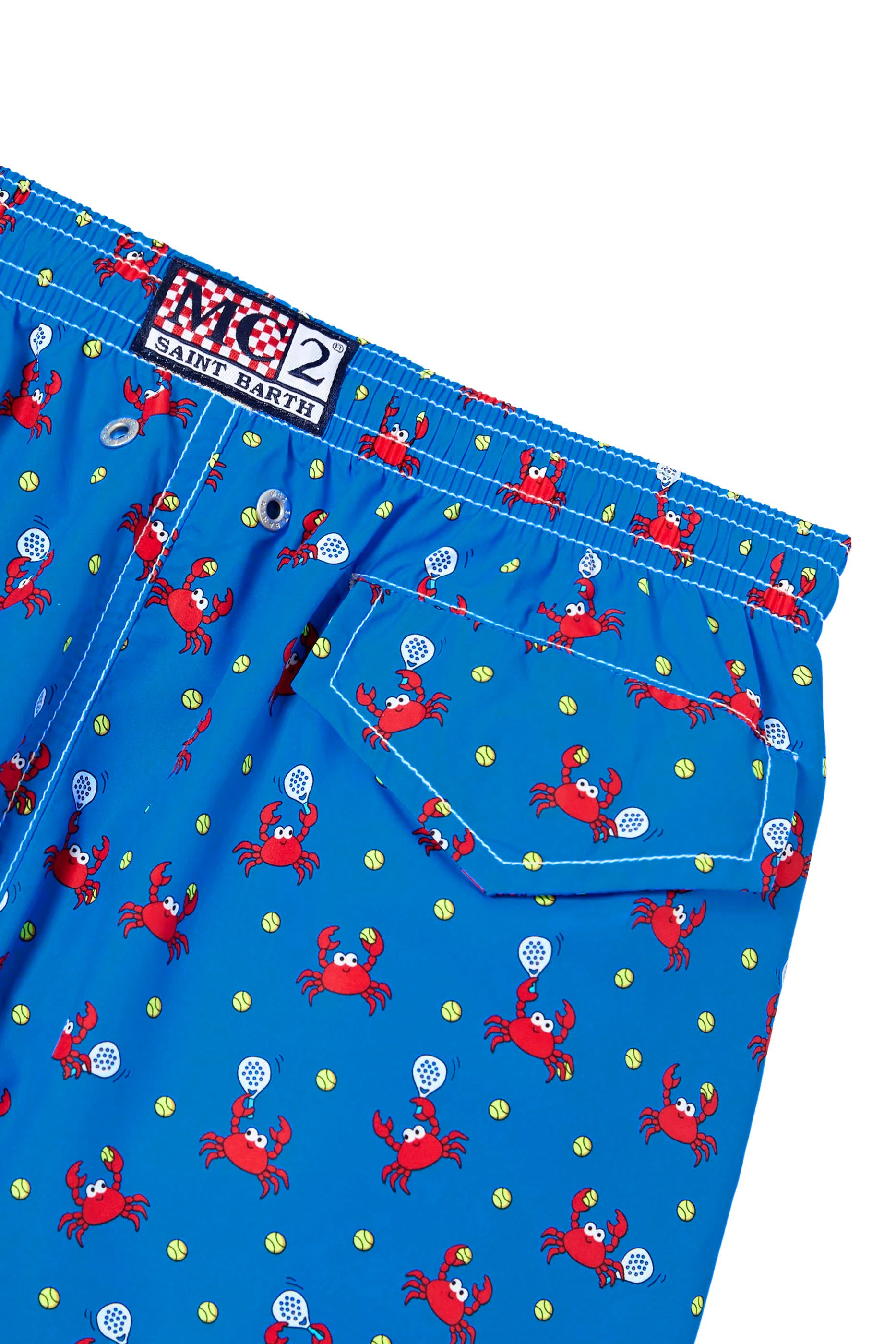 Kids Jean Lighting Swim Shorts with Crab Playing Padel All-Over Print