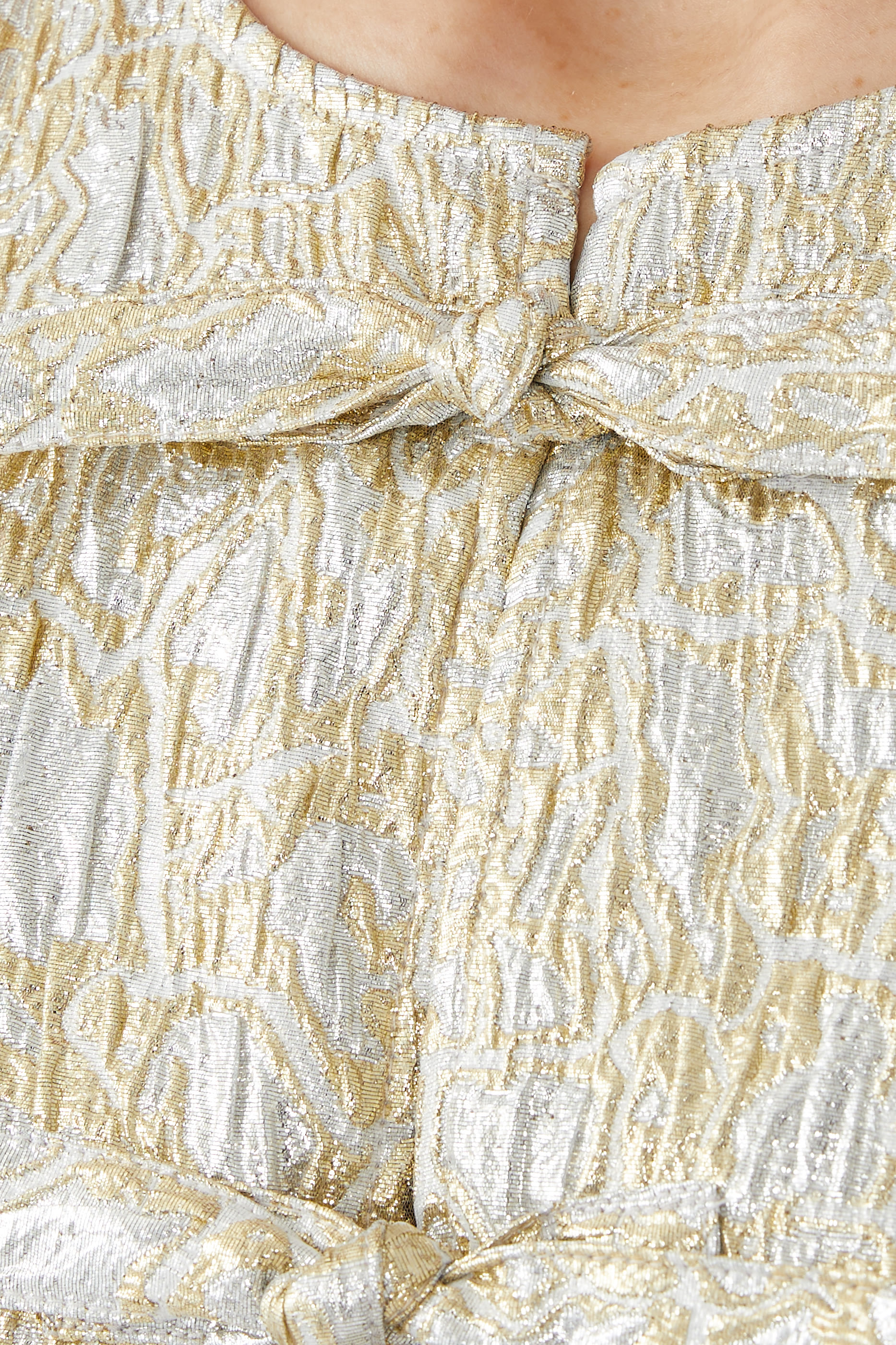 Metallic Cloque Peplum Blouse