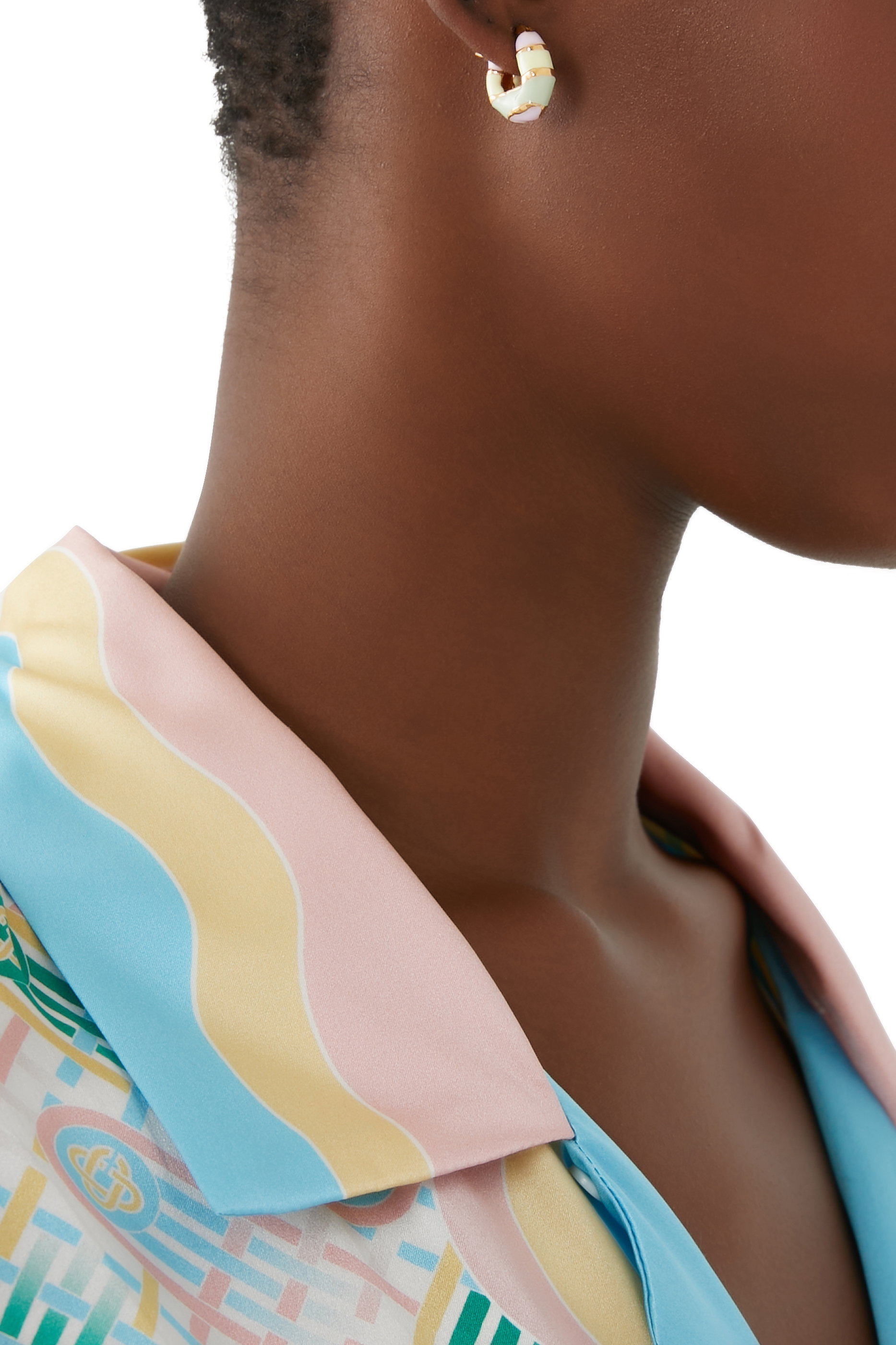 Wave Striped Earrings, 18k Gold-Plated Brass