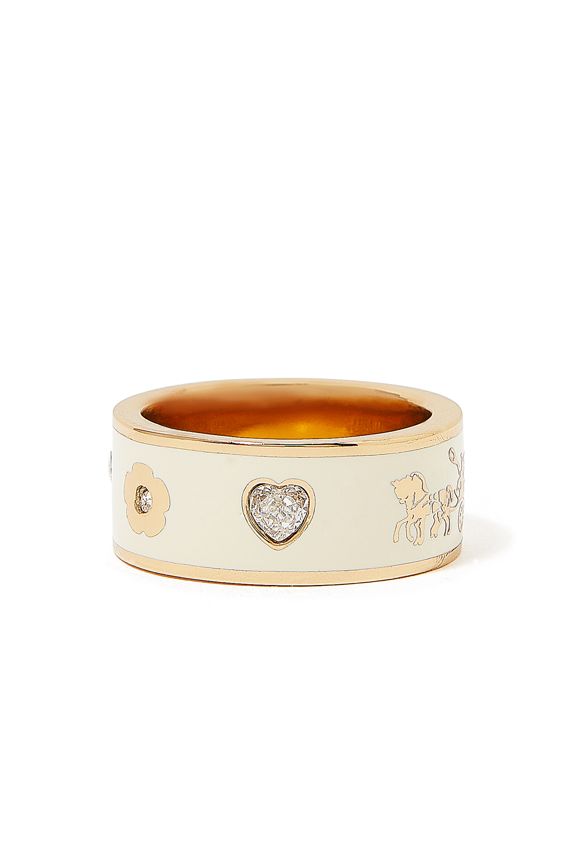 Enamel Horse & Carriage Band Ring