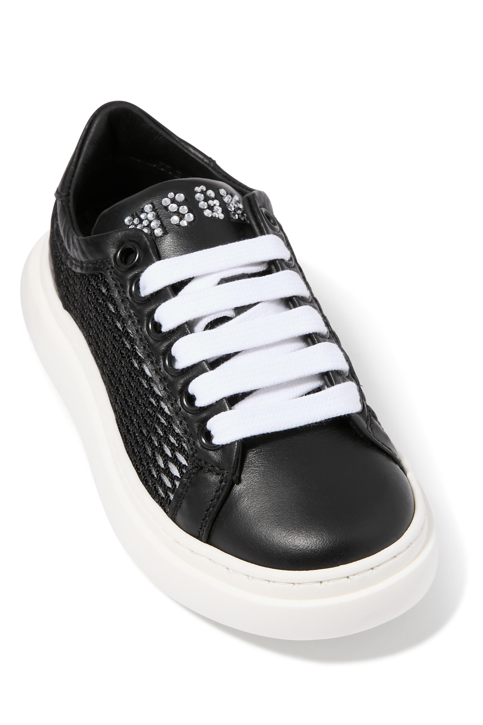 Kids Net and Leather Lace-Up Sneakers