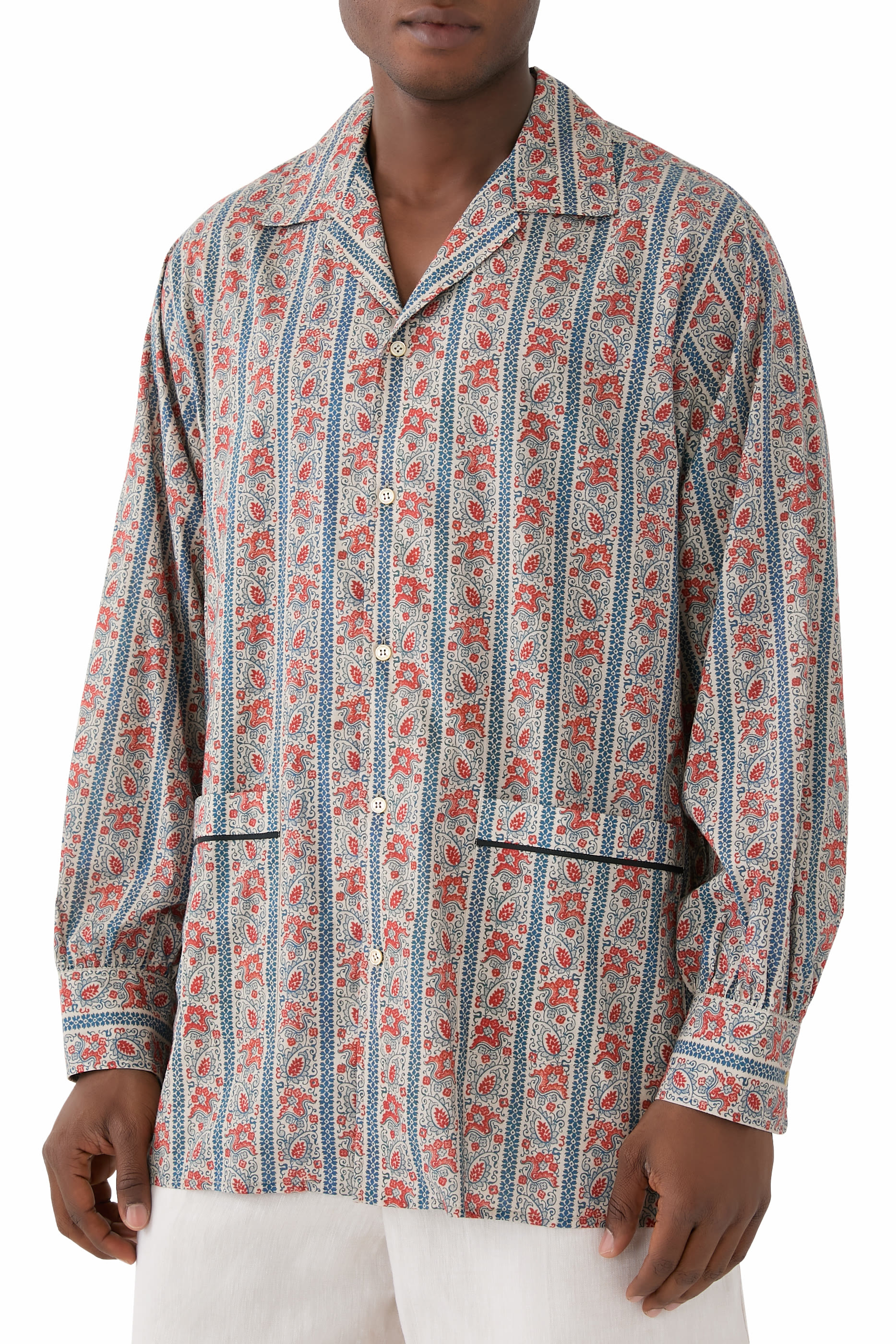 Voyage Imaginaire Print Cotton Muslin Pyjama Shirt