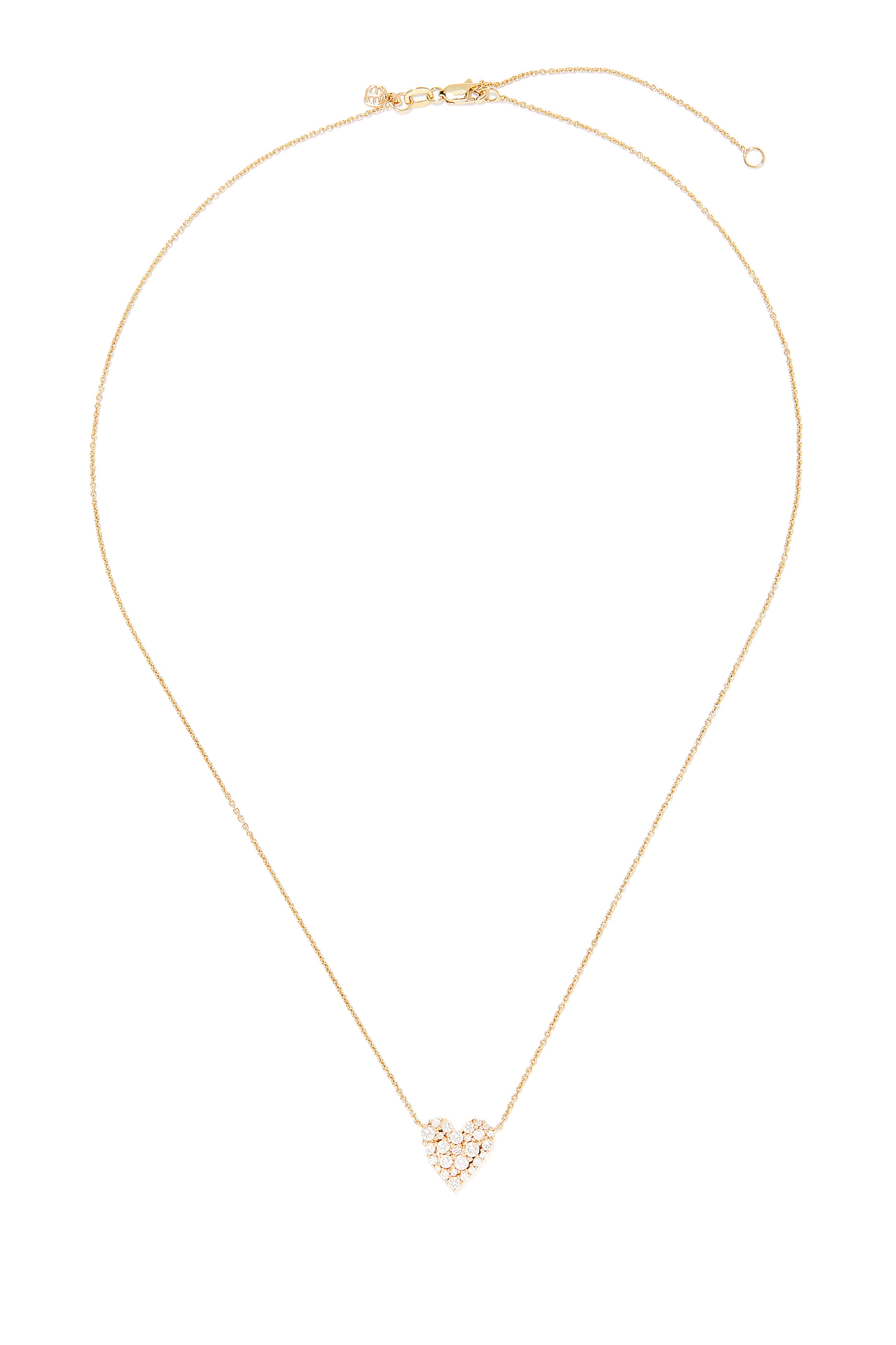 Small Cocktail Heart Necklace, 14k Yellow Gold & Diamonds