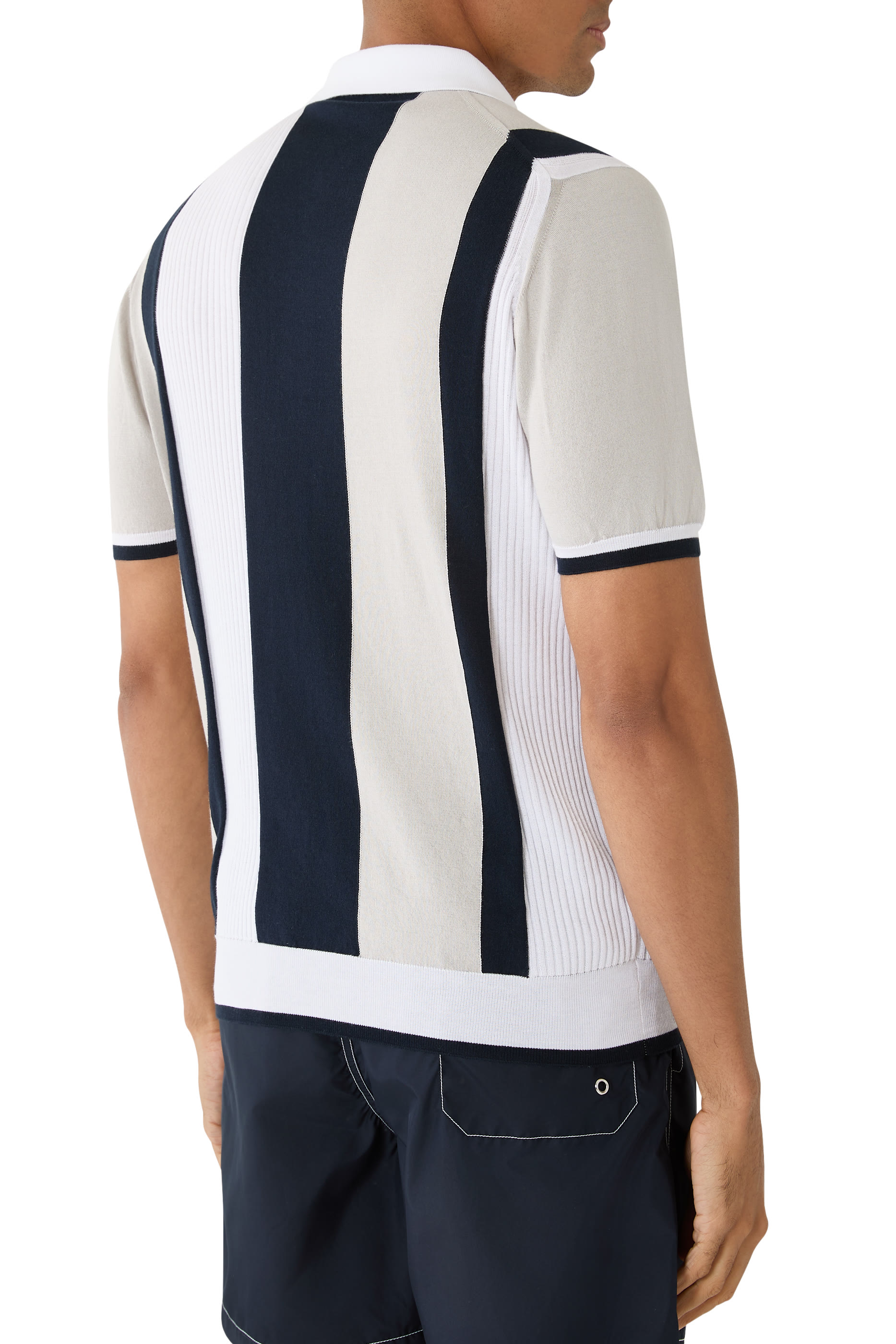 Stripe Half-Zip Polo Shirt