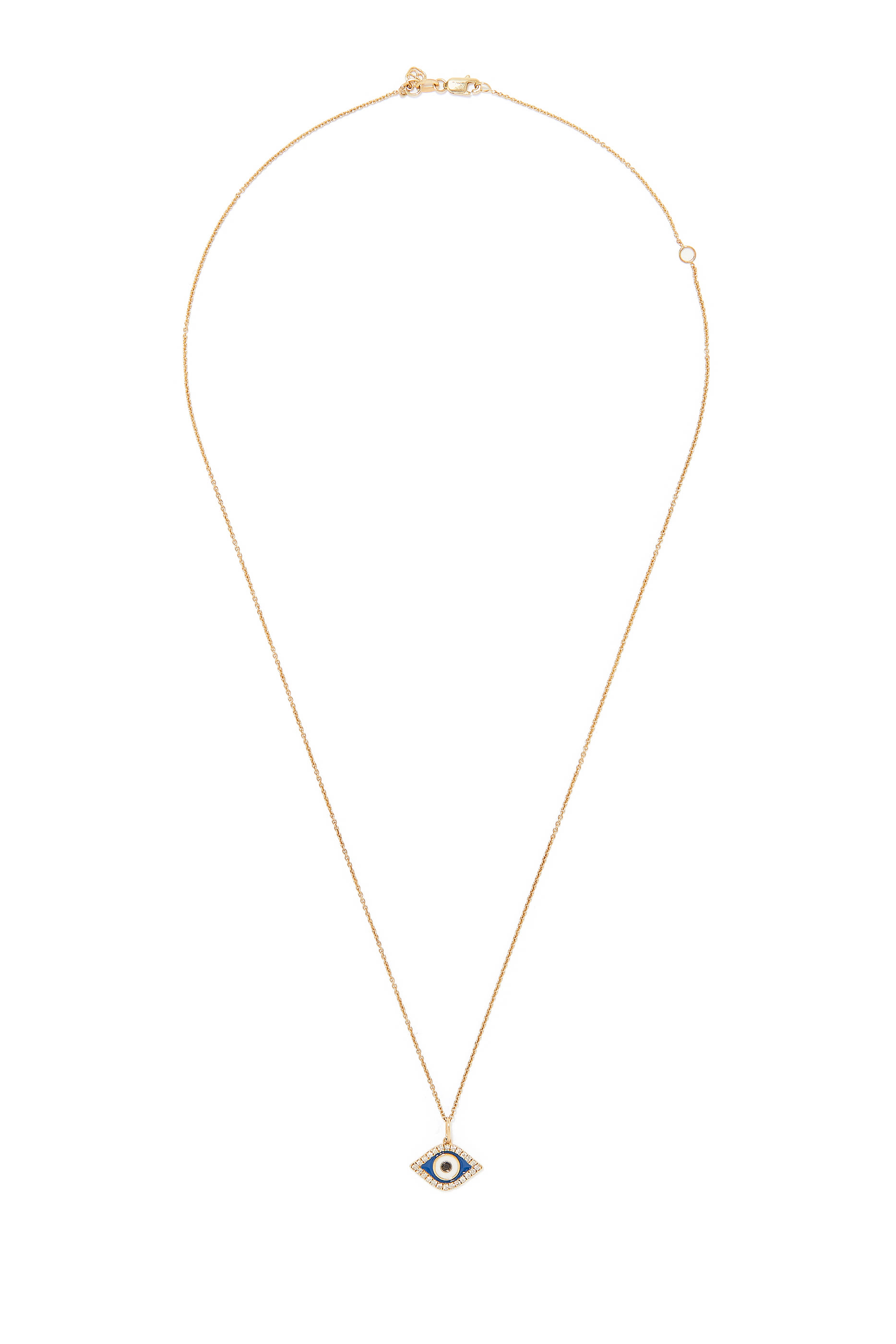Evil Eye Charm Necklace, 14K Yellow Gold & Diamonds