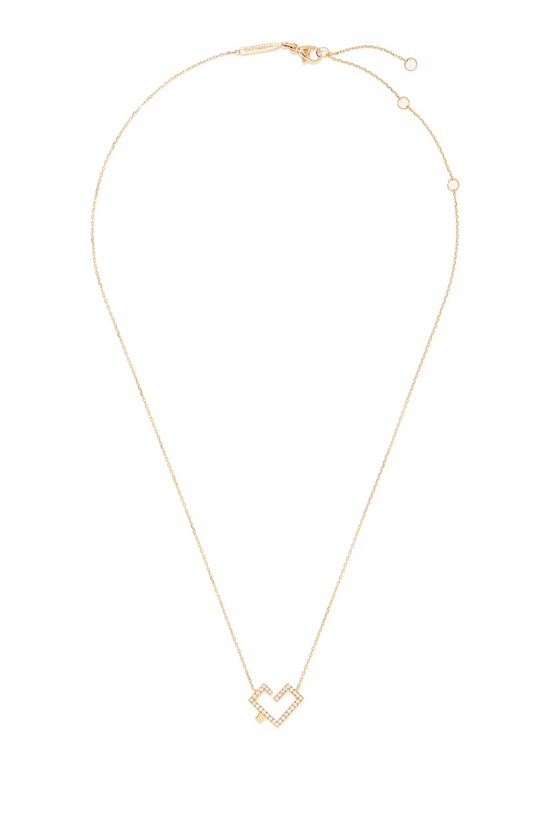 Diamond Hubb Necklace with Gold Dot, Yellow Gold
