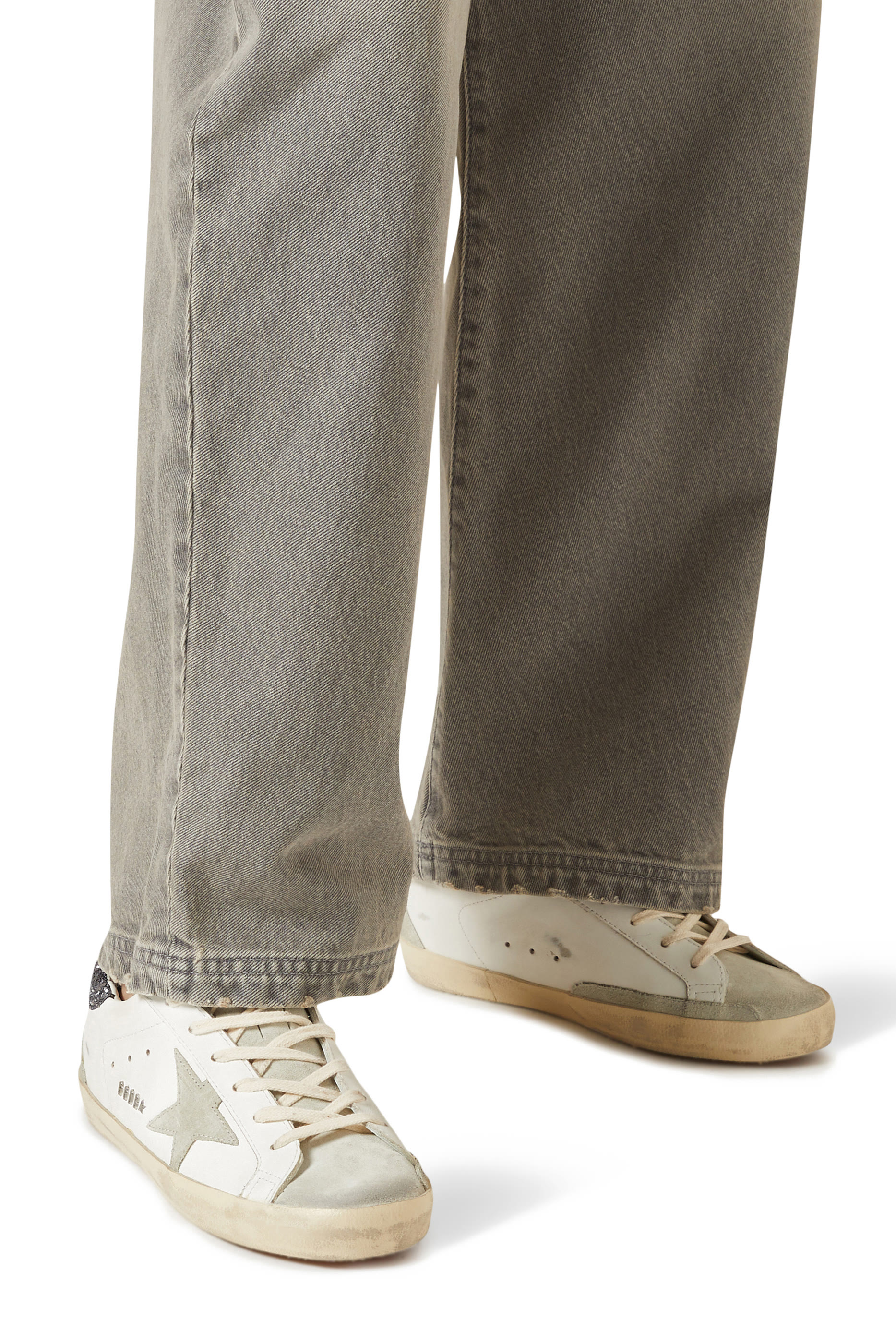 Super-Star Sneakers with Grey Star and Dark Grey Glitter Heel Tab